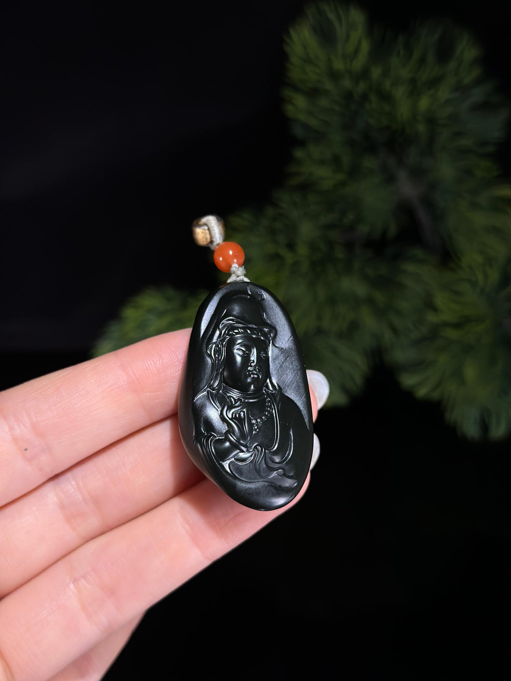 日常，新疆和田玉籽料黑青观音精品挂件（yc492083）