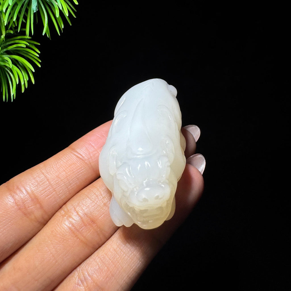 和田玉且末山料白玉貔貅（yc732553）