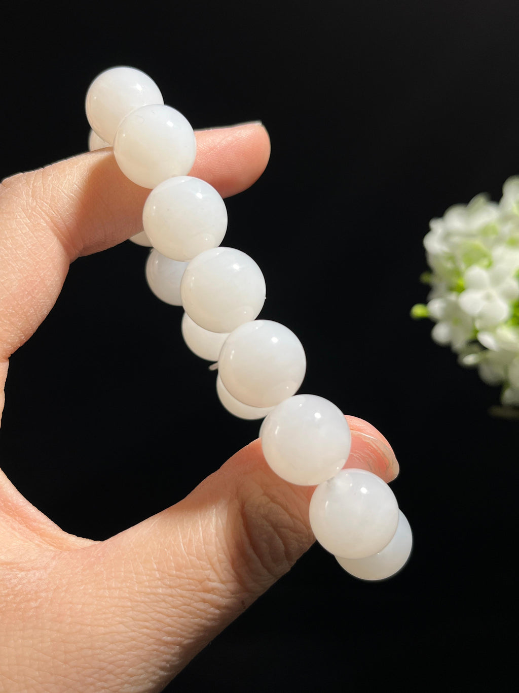 新疆天然和田玉白玉圆珠手串（yc258306）
