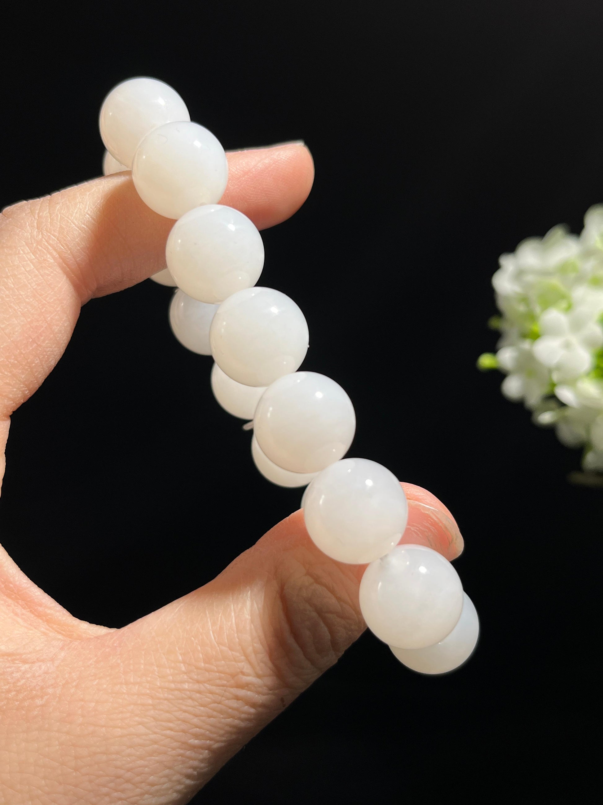 新疆天然和田玉白玉圆珠手串（yc258306）
