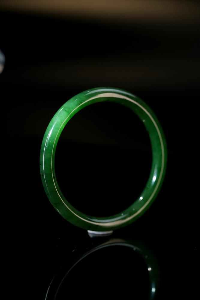 新疆天然和田玉碧玉手镯13（多圈口）（yc253312）