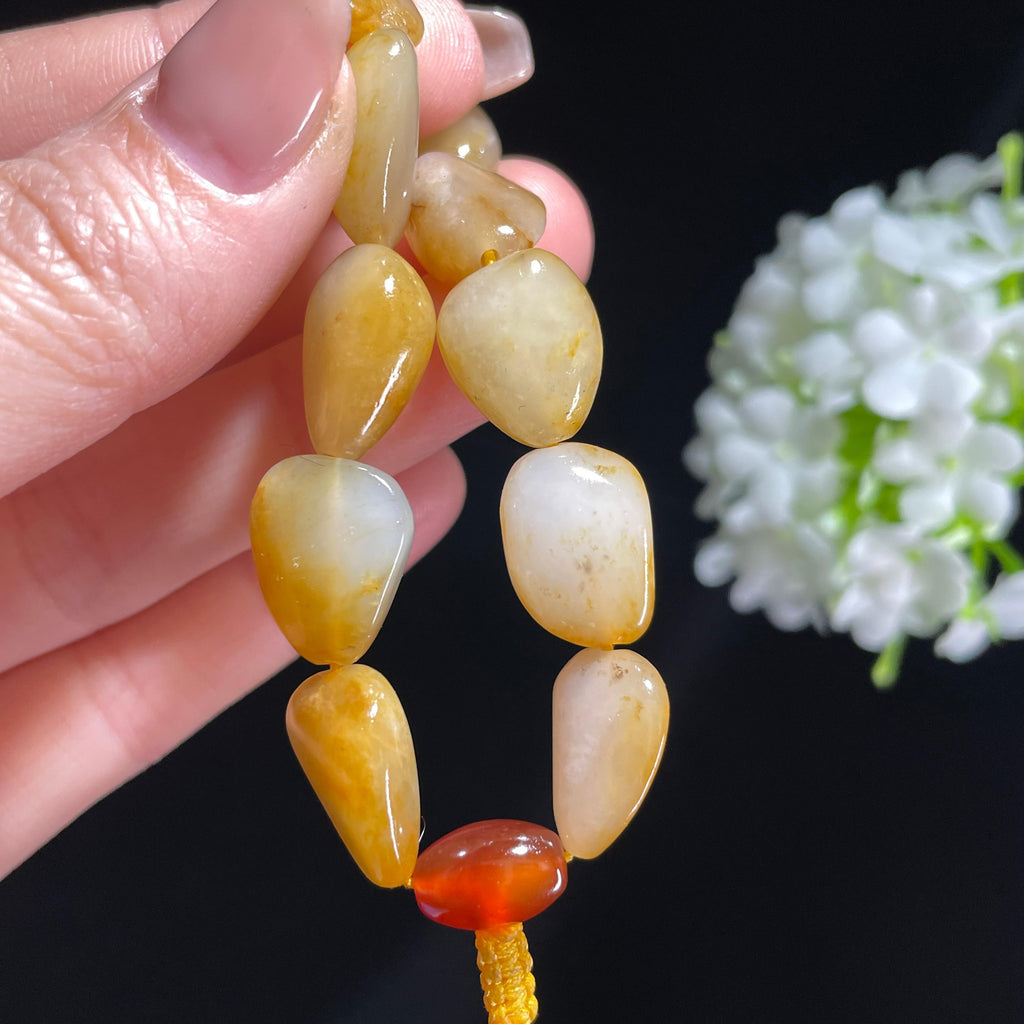和田玉白玉洒金皮原籽手串（yc382255）