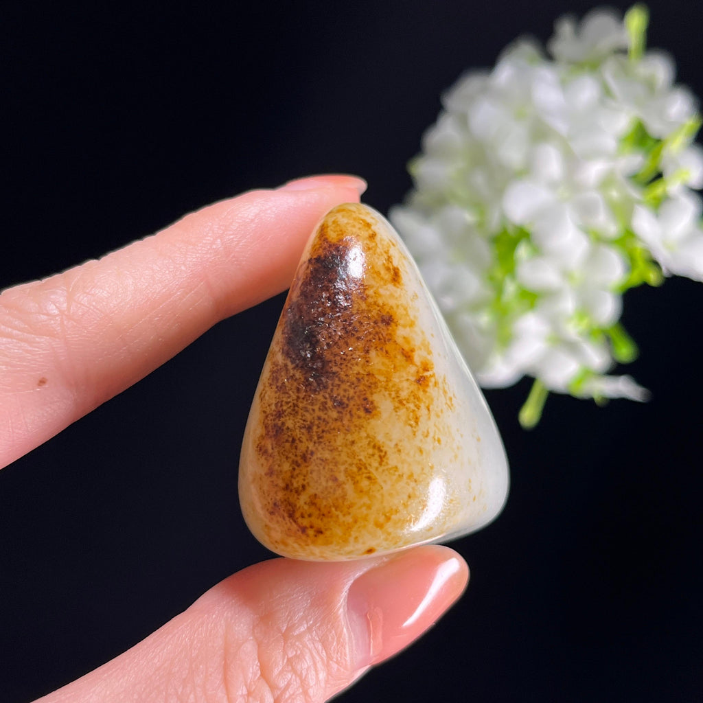 和田玉白玉“烟褐栖石”洒金皮褐皮籽料（yc350909）