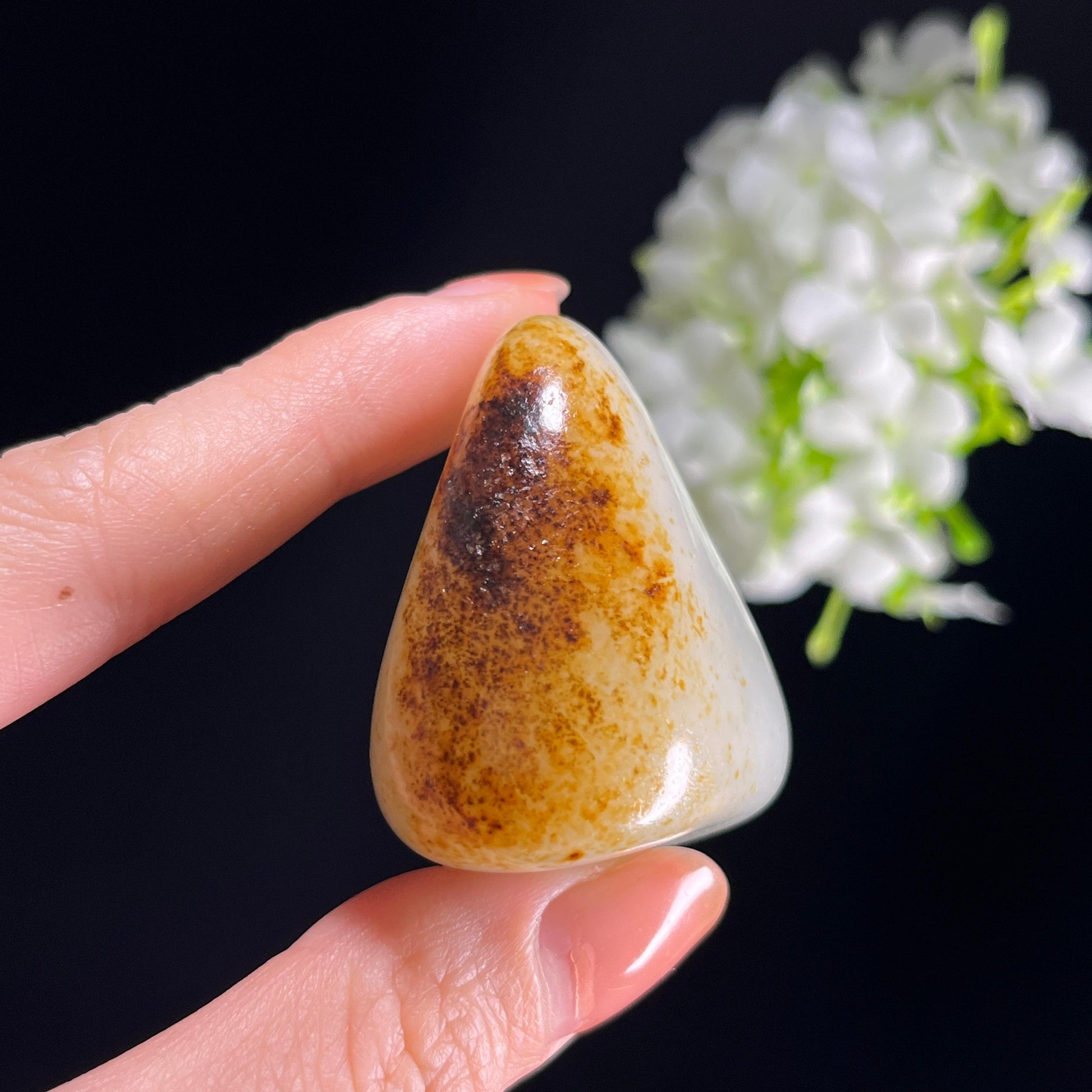 和田玉白玉“烟褐栖石”洒金皮褐皮籽料（yc350909）