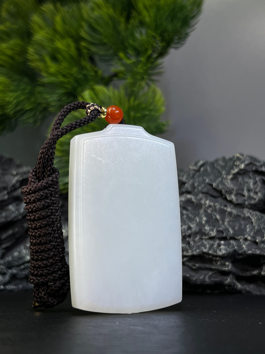 和田玉高青白玉平安无事牌（yc228788）