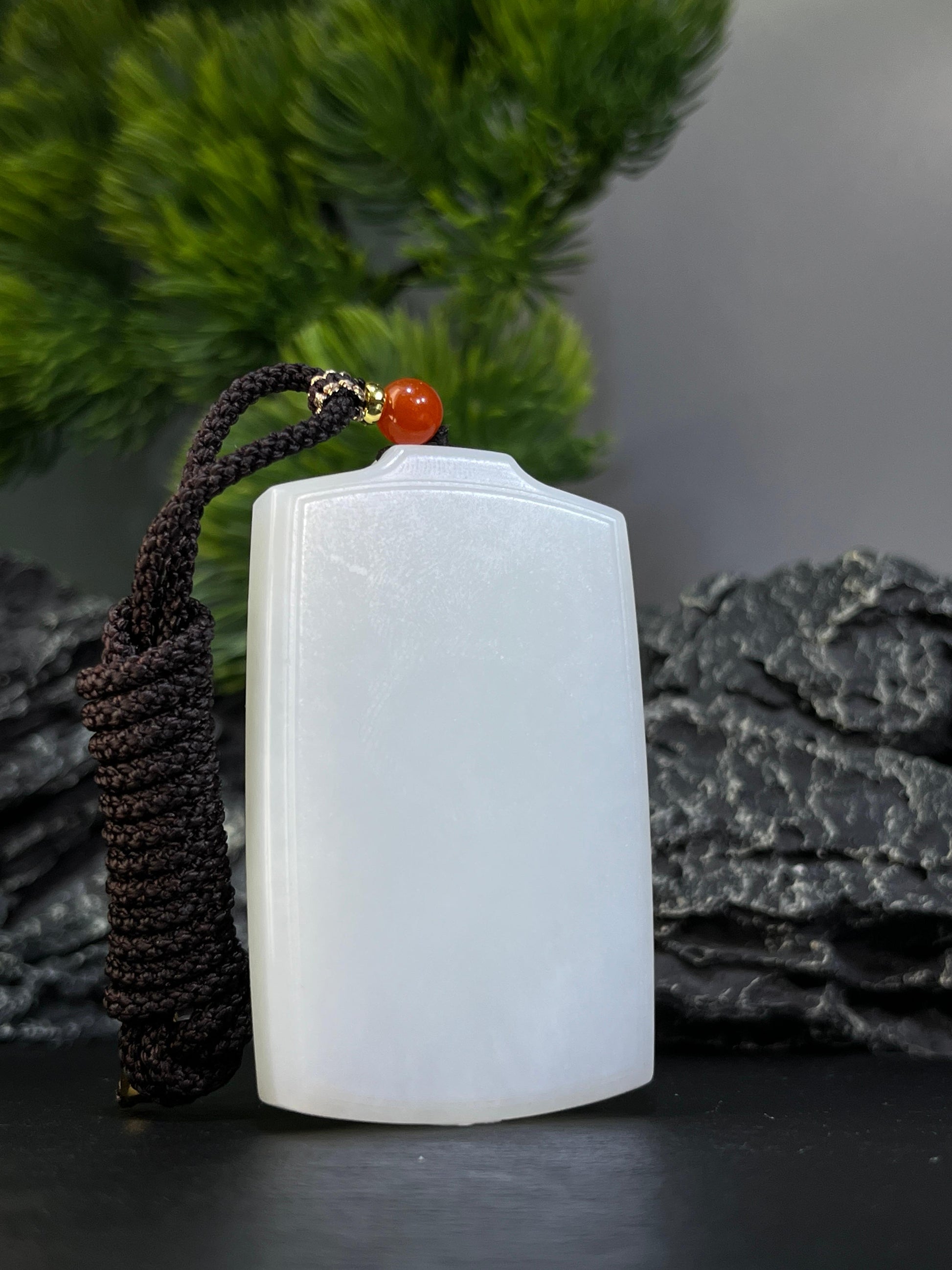 和田玉高青白玉平安无事牌（yc228788）