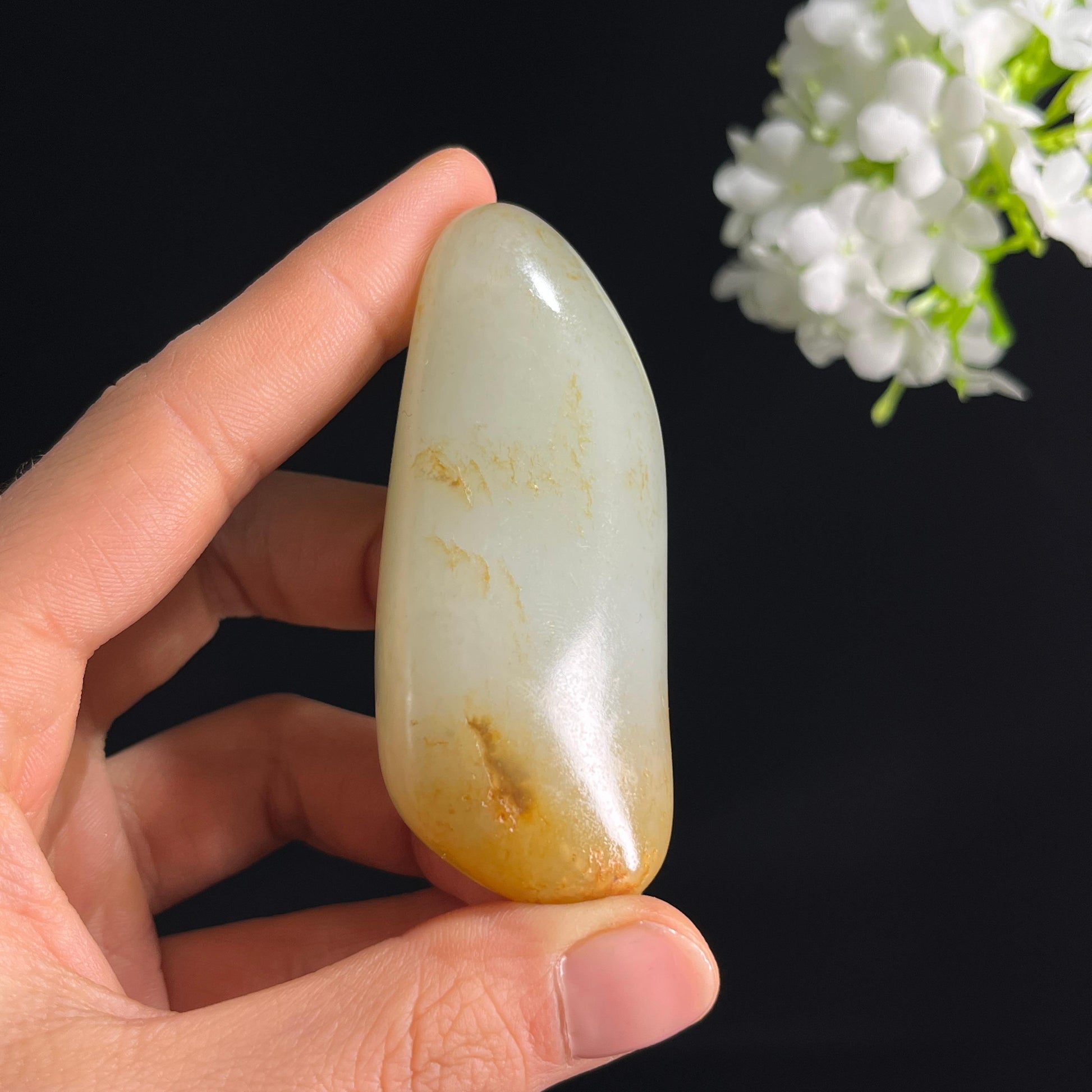 和田玉高青白黄沁洒金皮“玉栖金沁”籽料原石（yc295041）