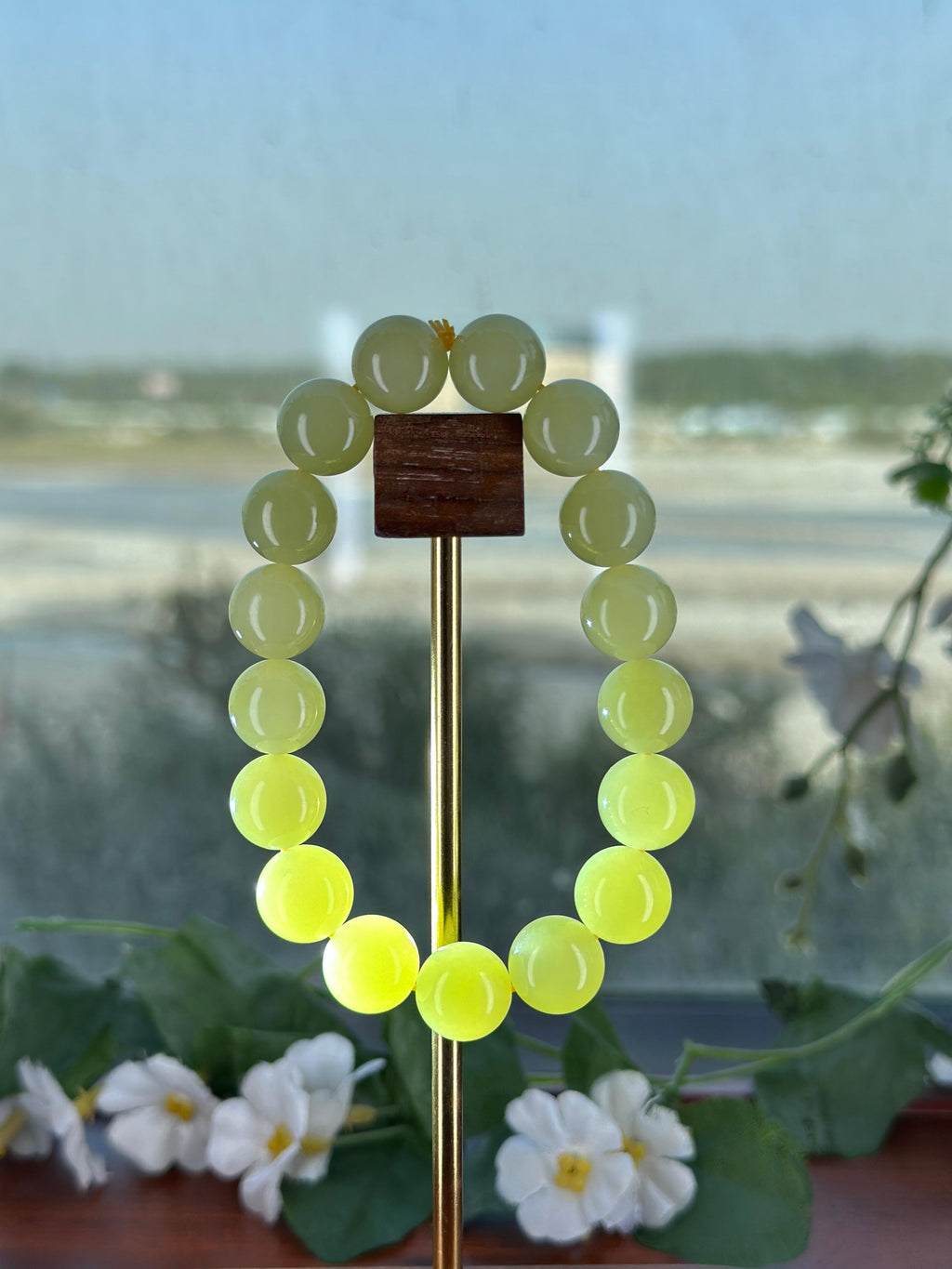 和田玉精品黄口圆珠手串（17颗）（yc703607）
