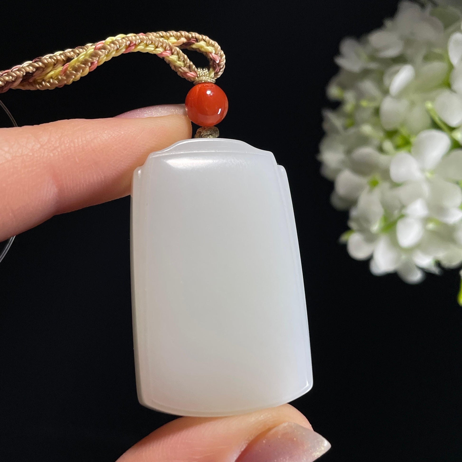 和田玉羊脂白玉“素心无染”平安无事牌（yc327466）