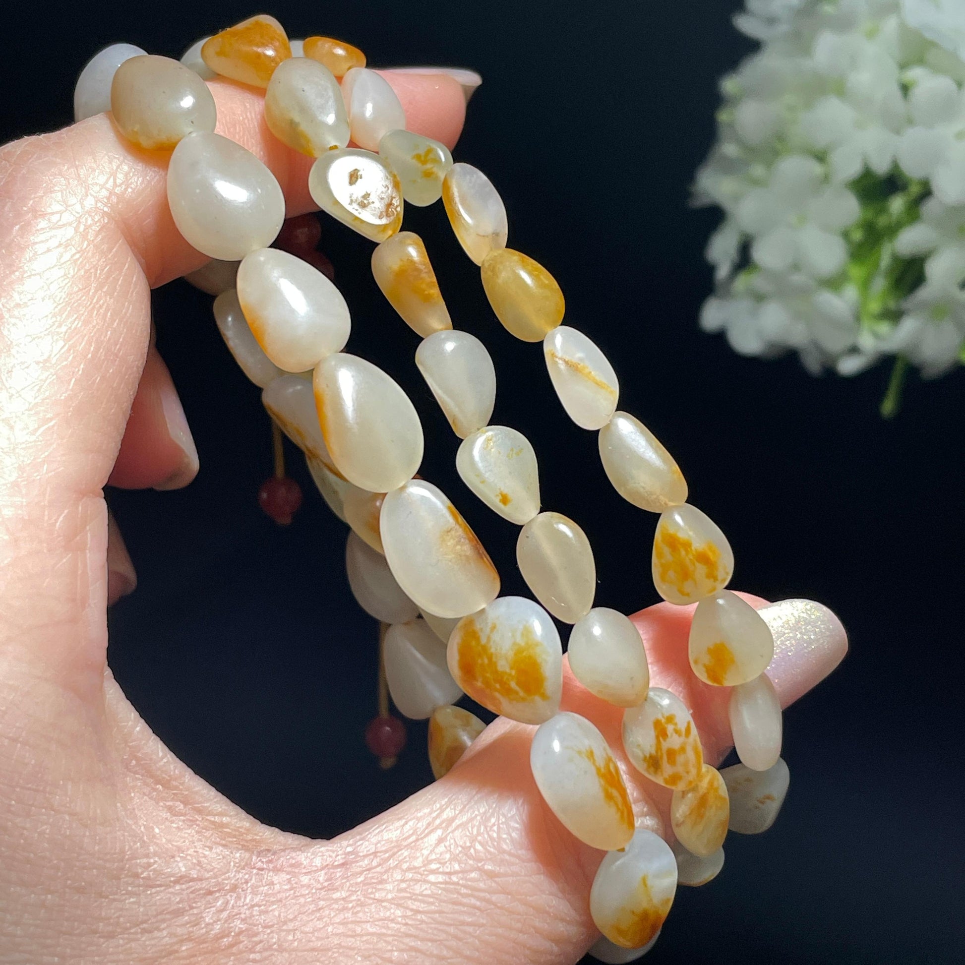 和田玉白玉洒金皮红皮原籽项链（yc355860）