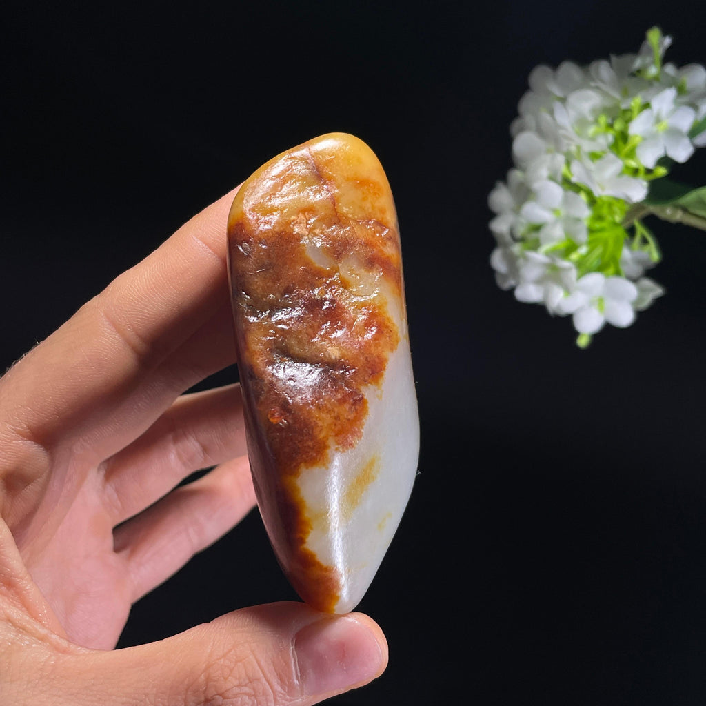 和田玉白玉“赤焰凝脂”聚红皮籽料（yc324138）