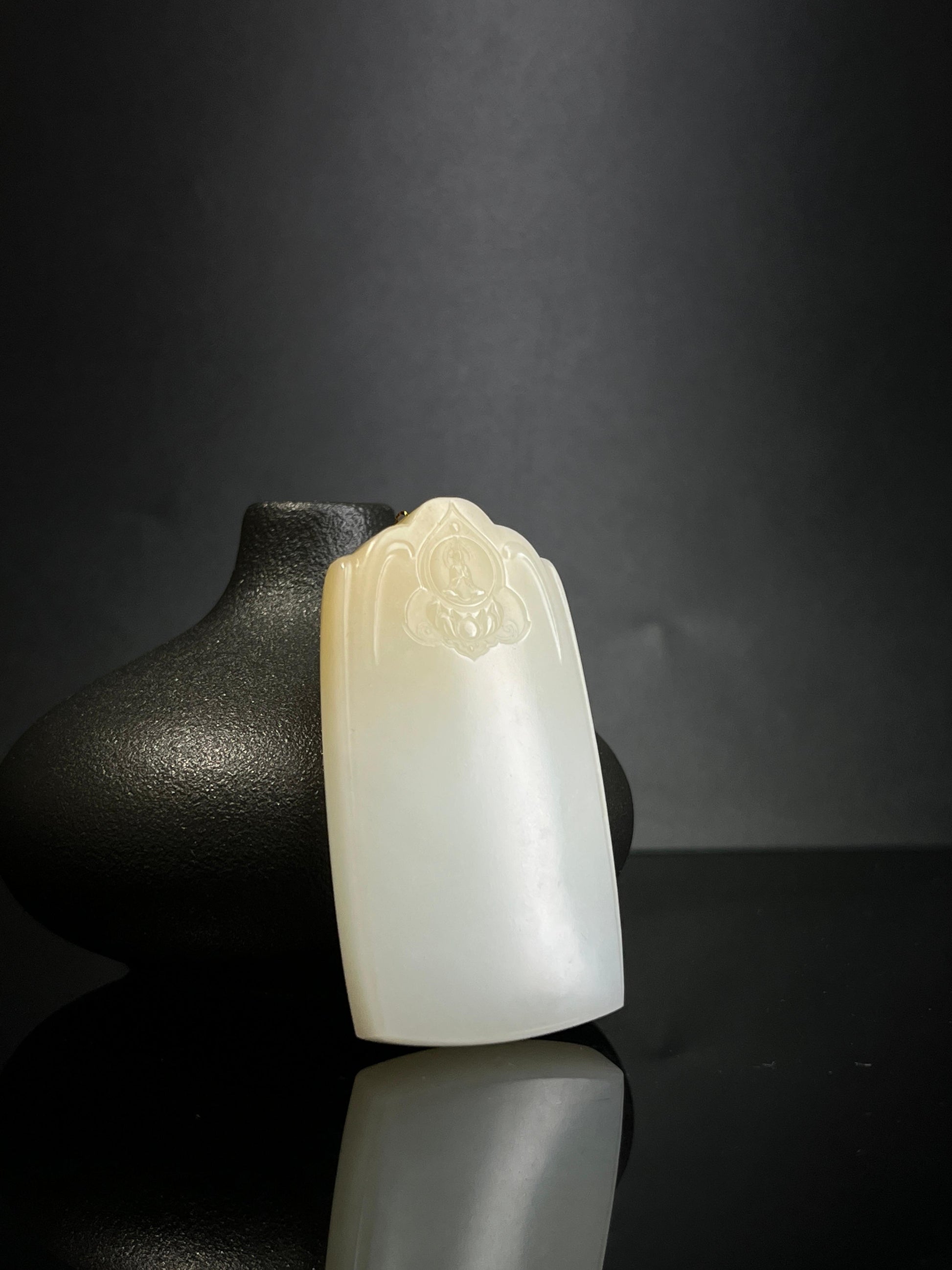 和田玉且末雕刻无相佛题材无事牌（yc240922）