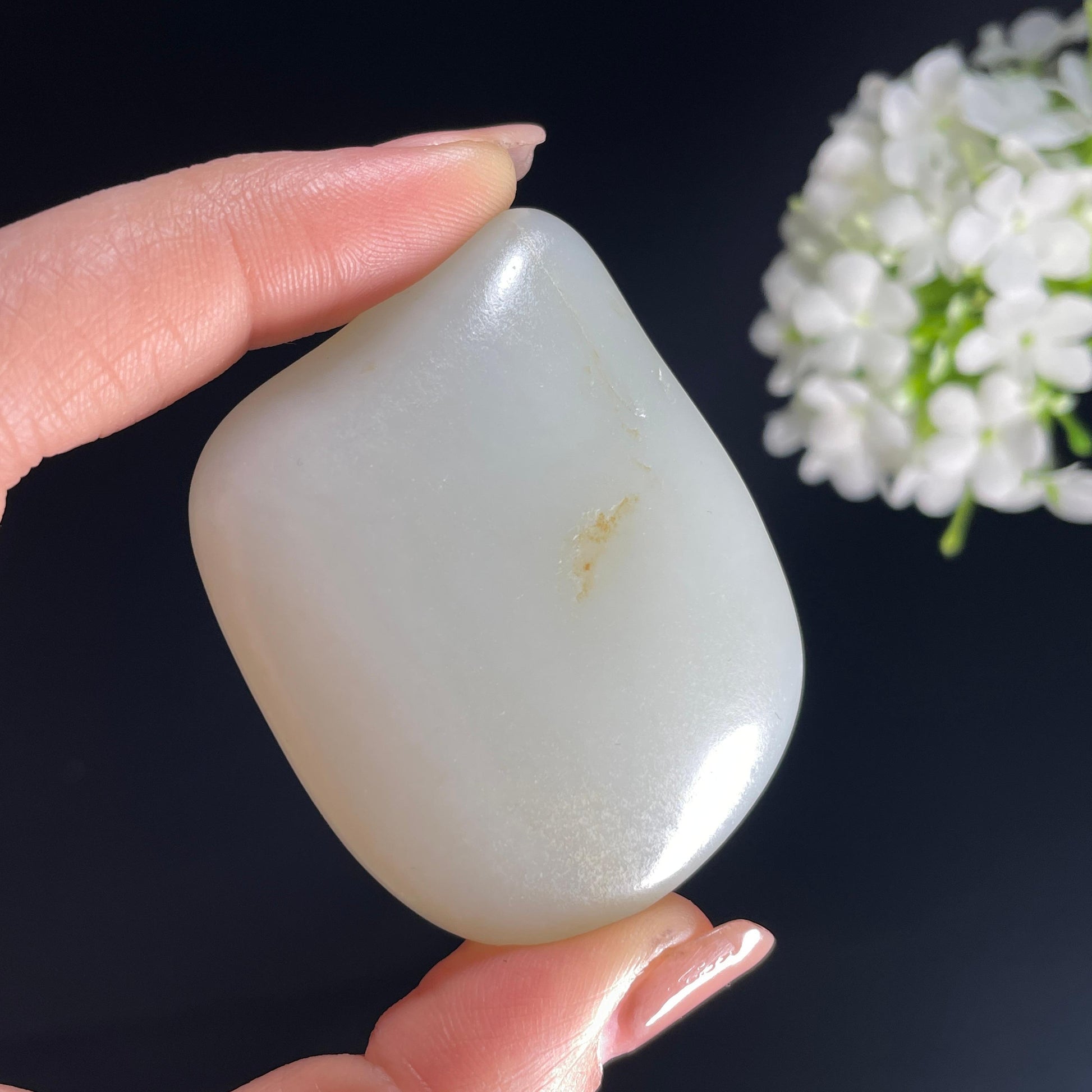 2026.4.9广告流，和田玉白玉“寒玉藏辉”淡洒金皮籽料（yc386281）