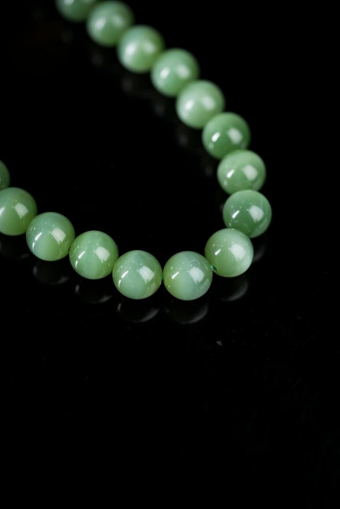 新疆天然和田玉碧玉猫眼项链（yc253323）