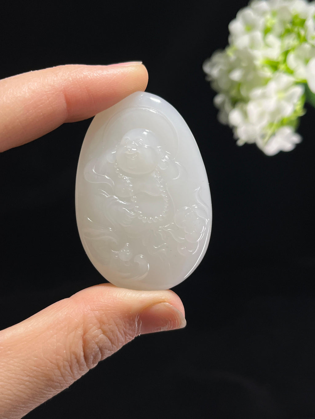 和田玉弥勒佛雕刻挂件（yc257300）