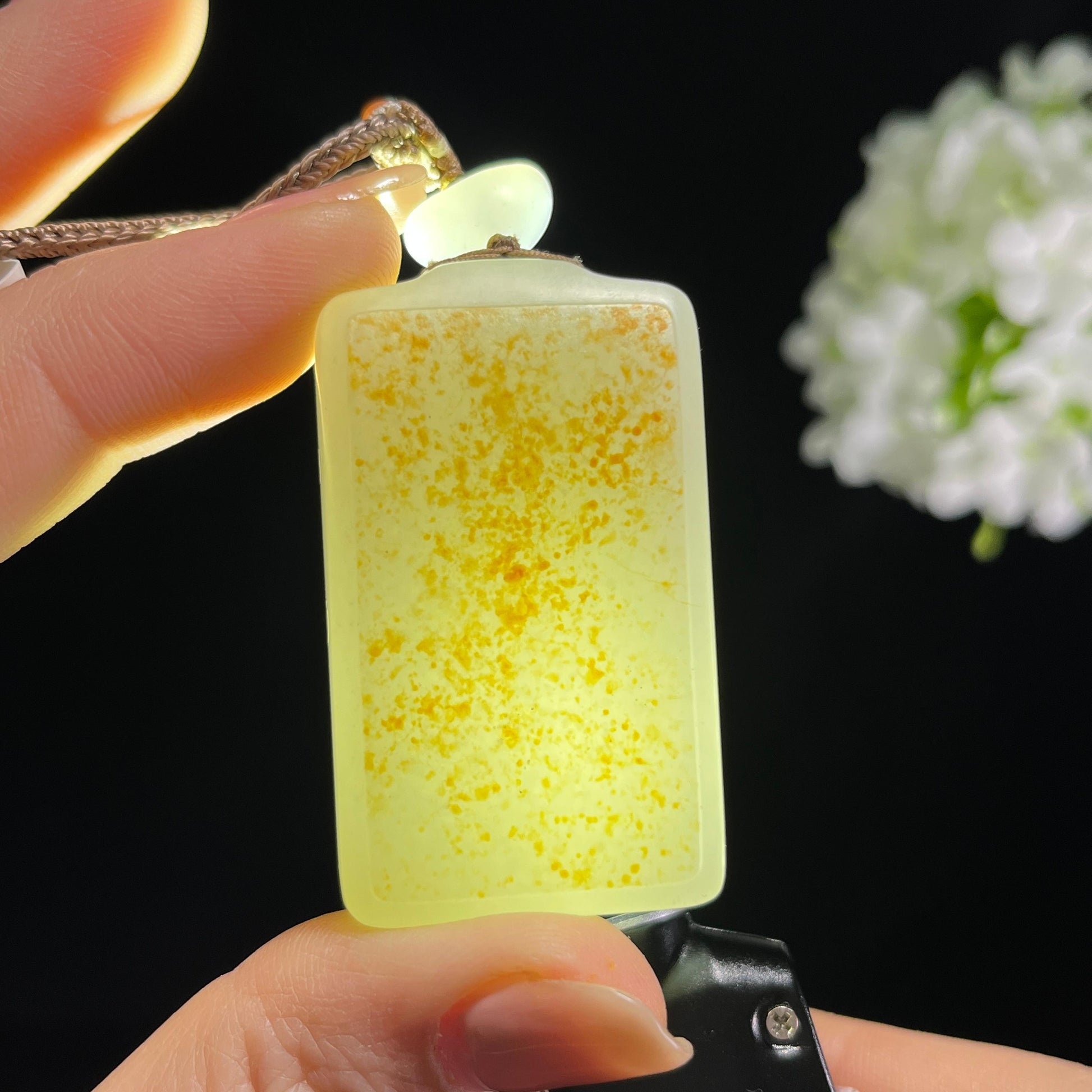 和田玉白玉洒金皮籽料无事牌（yc372676）