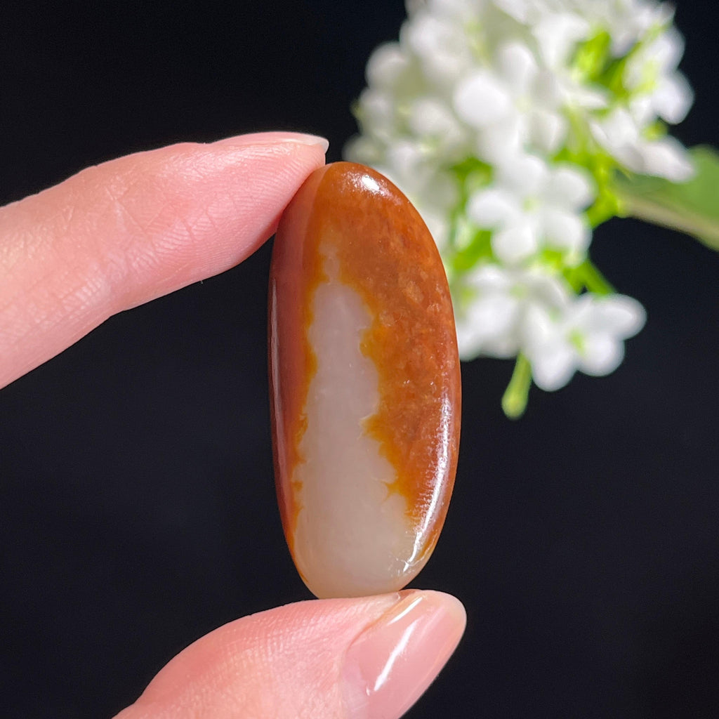 和田玉高青白红皮白肉“朱弦霜雪”双面皮籽料（yc343688）