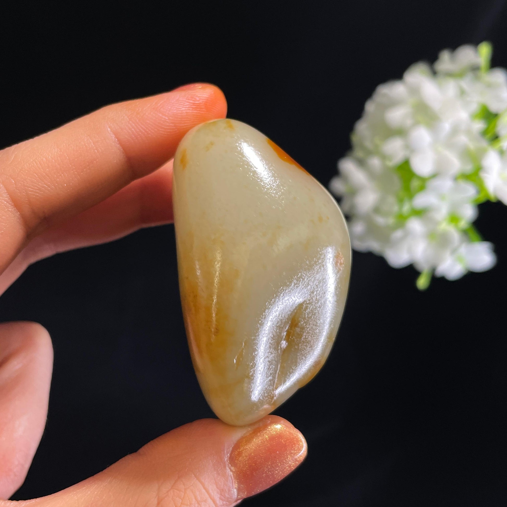 和田玉青白玉“金溪穿岭”聚黄皮籽料（yc375262）