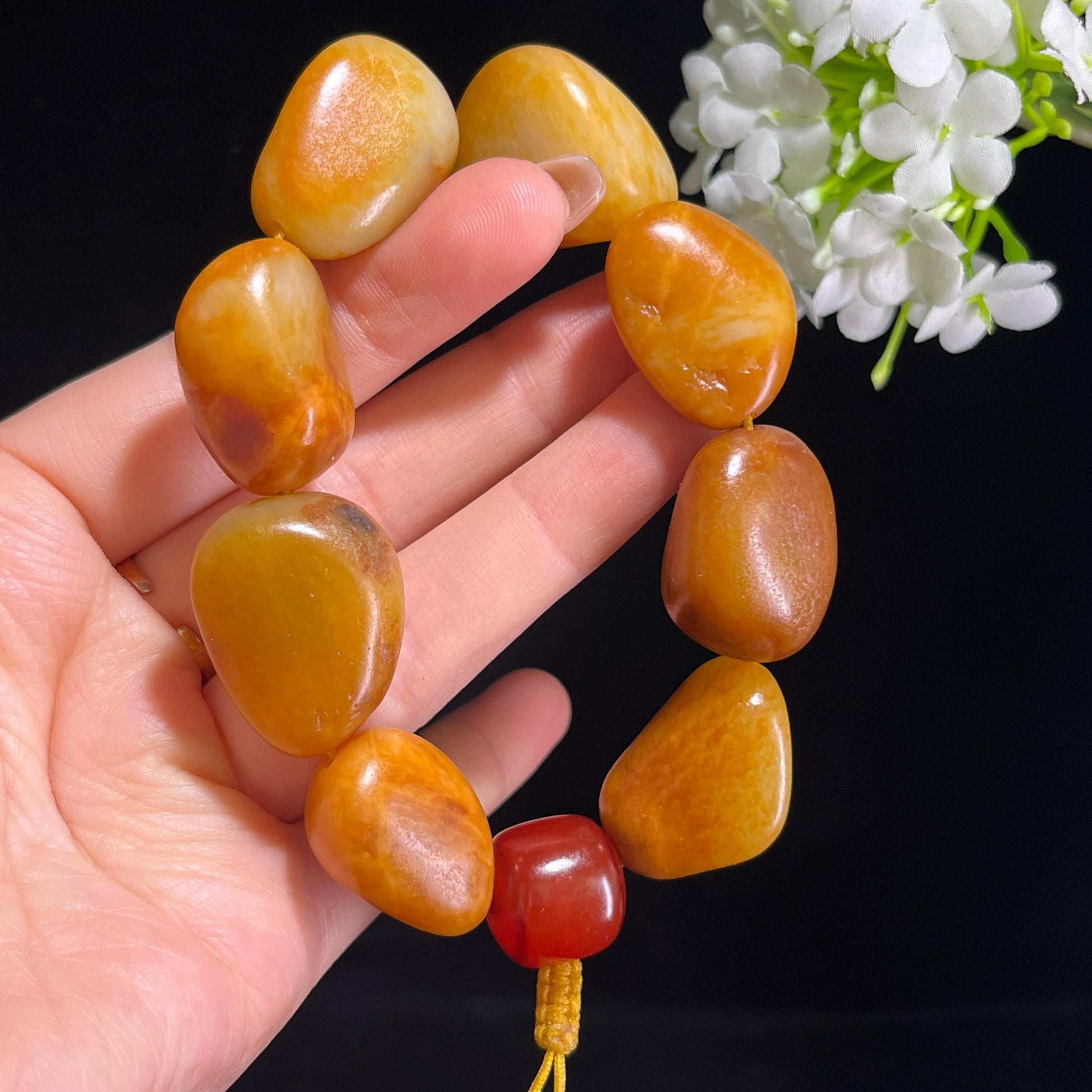 和田玉黄沁原籽手串（yc381698）