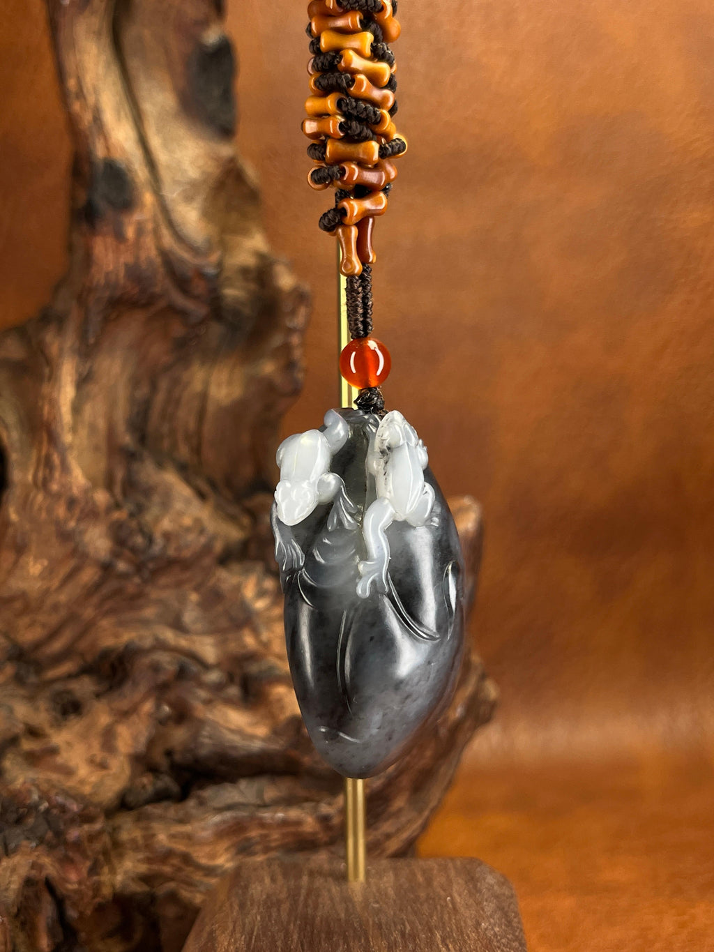 和田玉青花 籽料“招财进宝” 挂坠（yc221997）