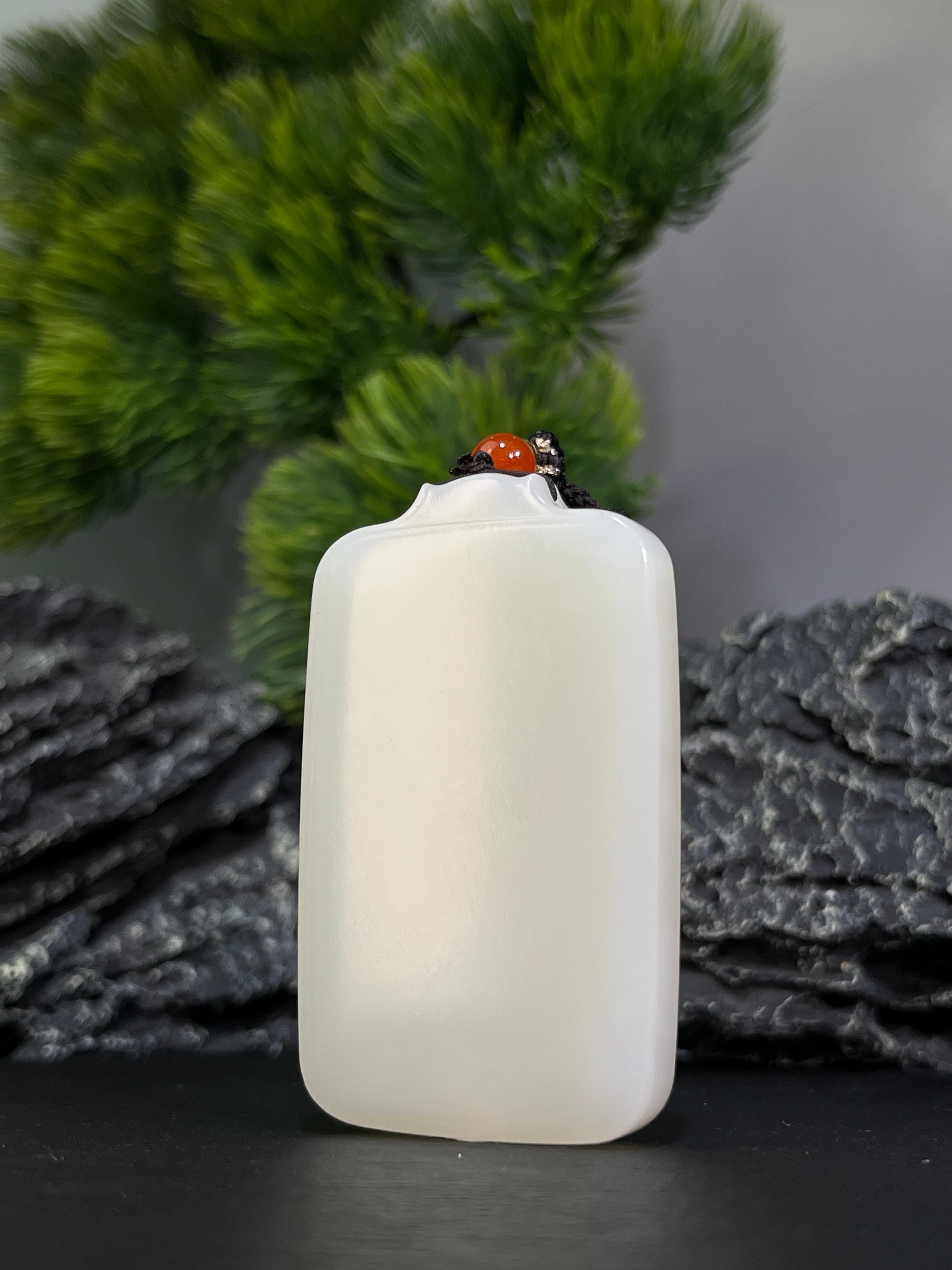 和田玉高青白玉平安无事牌（yc228789）