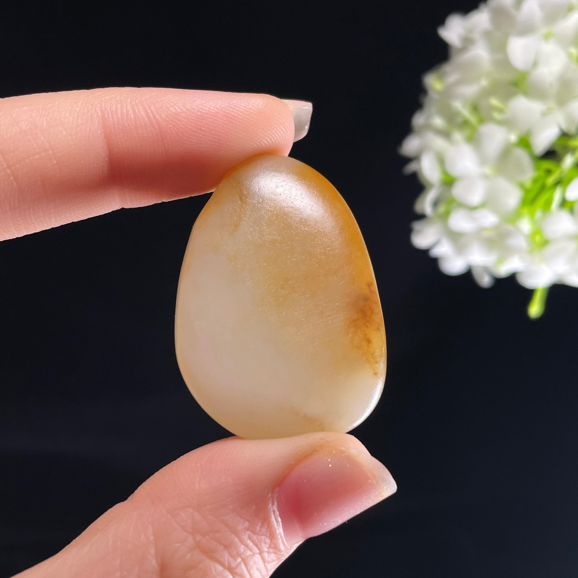 和田玉白玉“金晕流霜”洒金皮籽料（yc408784）