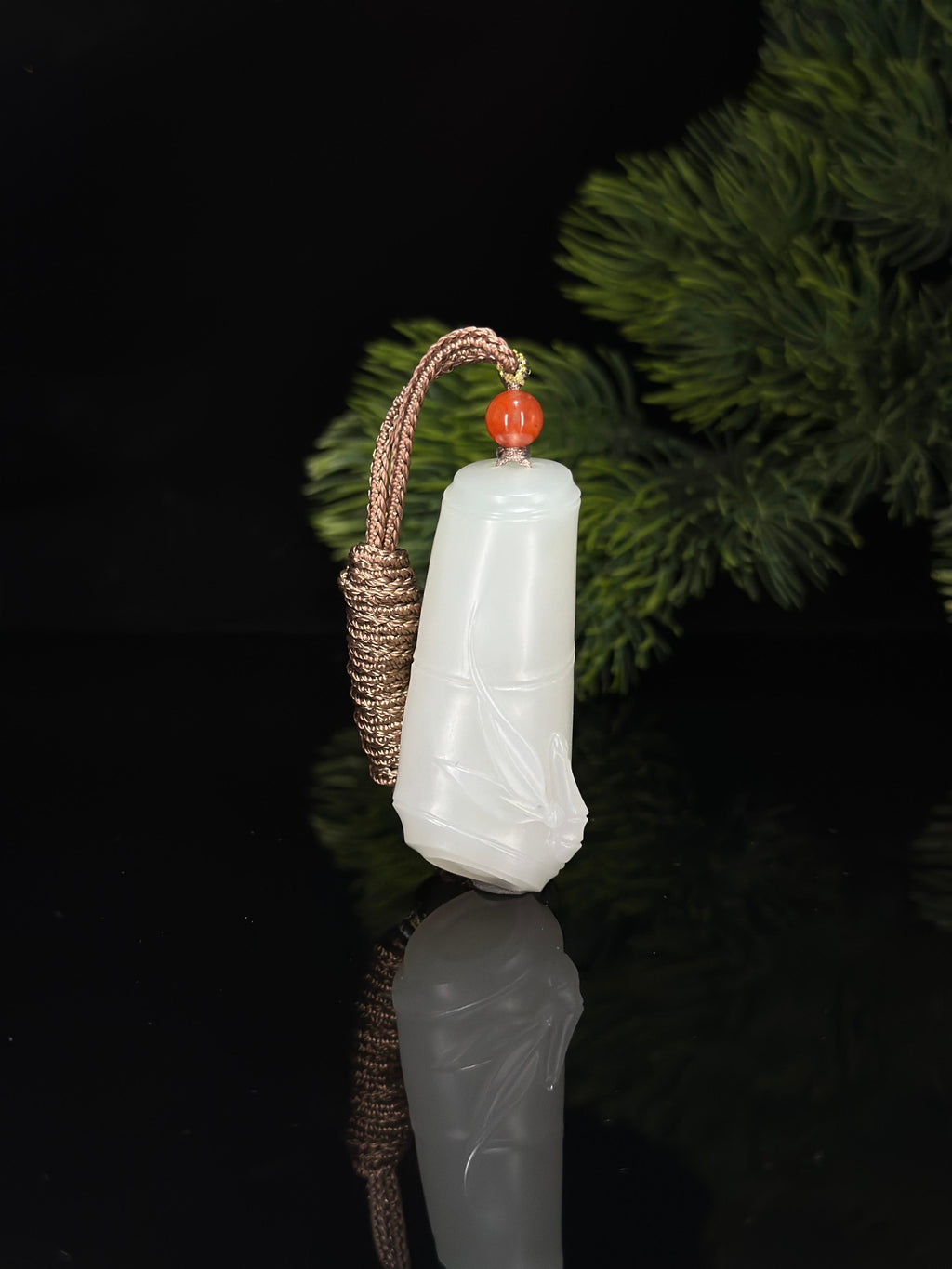 和田玉羊脂白玉节节高升精品竹节挂件（yc682123）
