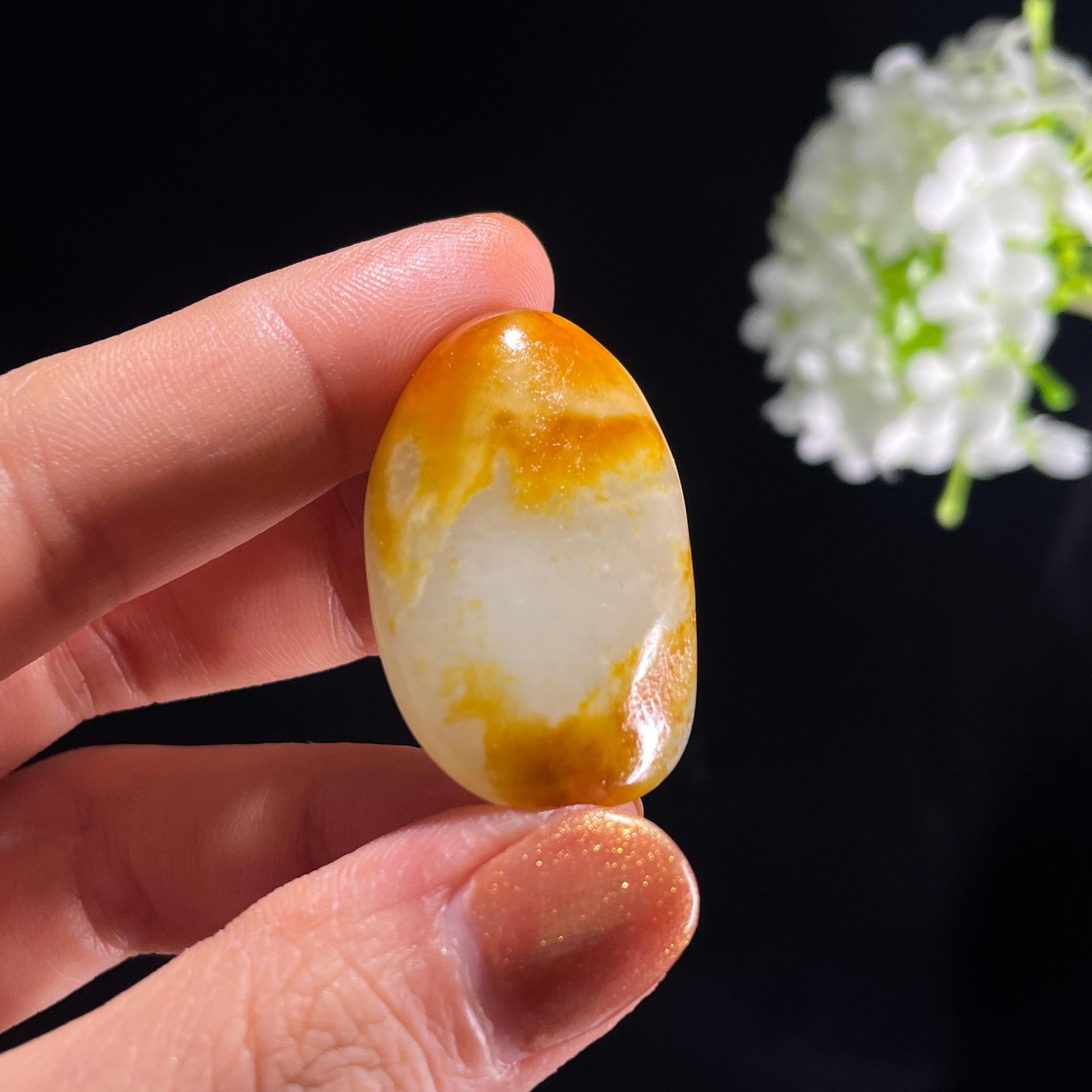 和田玉白玉“红日沙洲”红皮白肉籽料（yc387253）