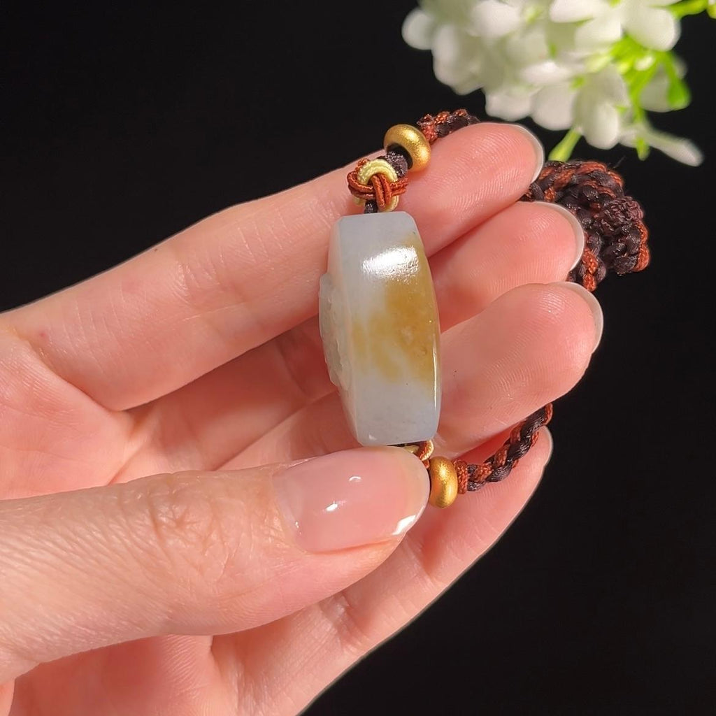 和田玉青花料“饕纹玉佩”籽料雕刻挂件（yc284646）