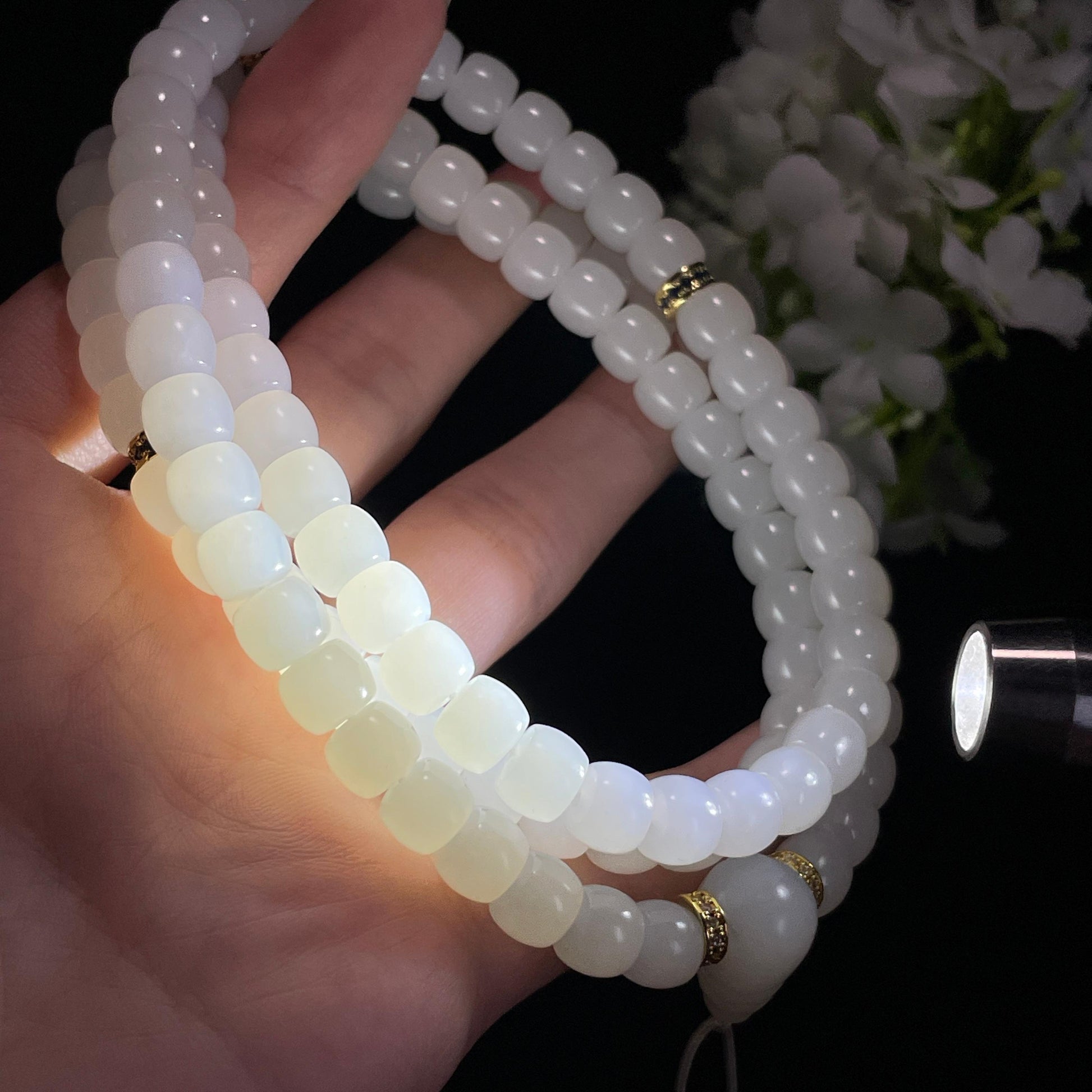 和田玉羊脂白玉“雪海澄心”直切珠项链（yc337791）