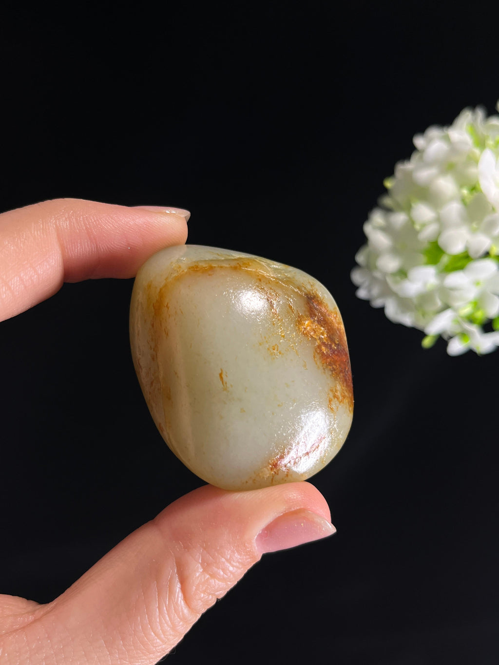和田玉高青白玉聚红洒金皮籽料原石（yc275157）