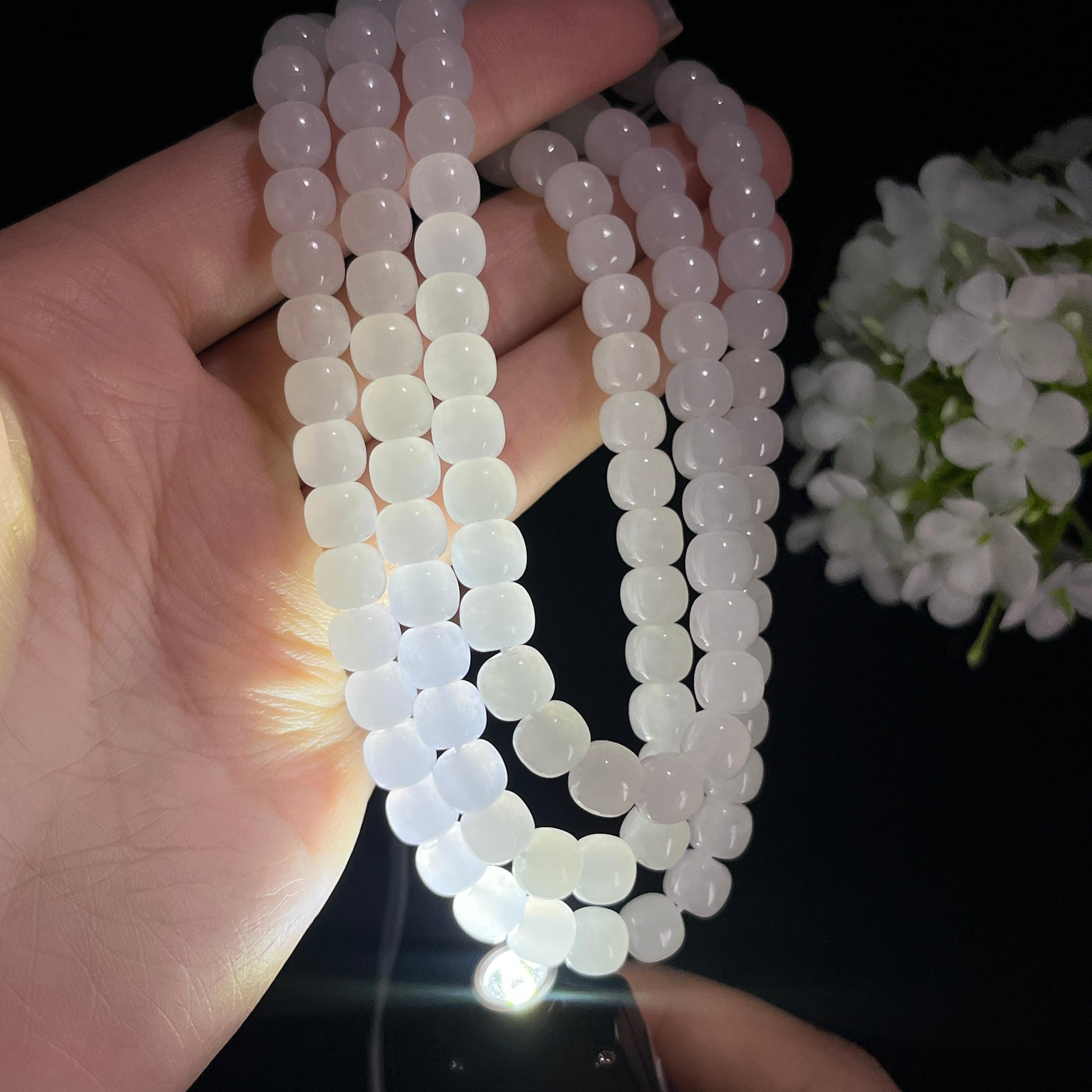 s，和田玉白玉108颗老型珠项链（yc379800）