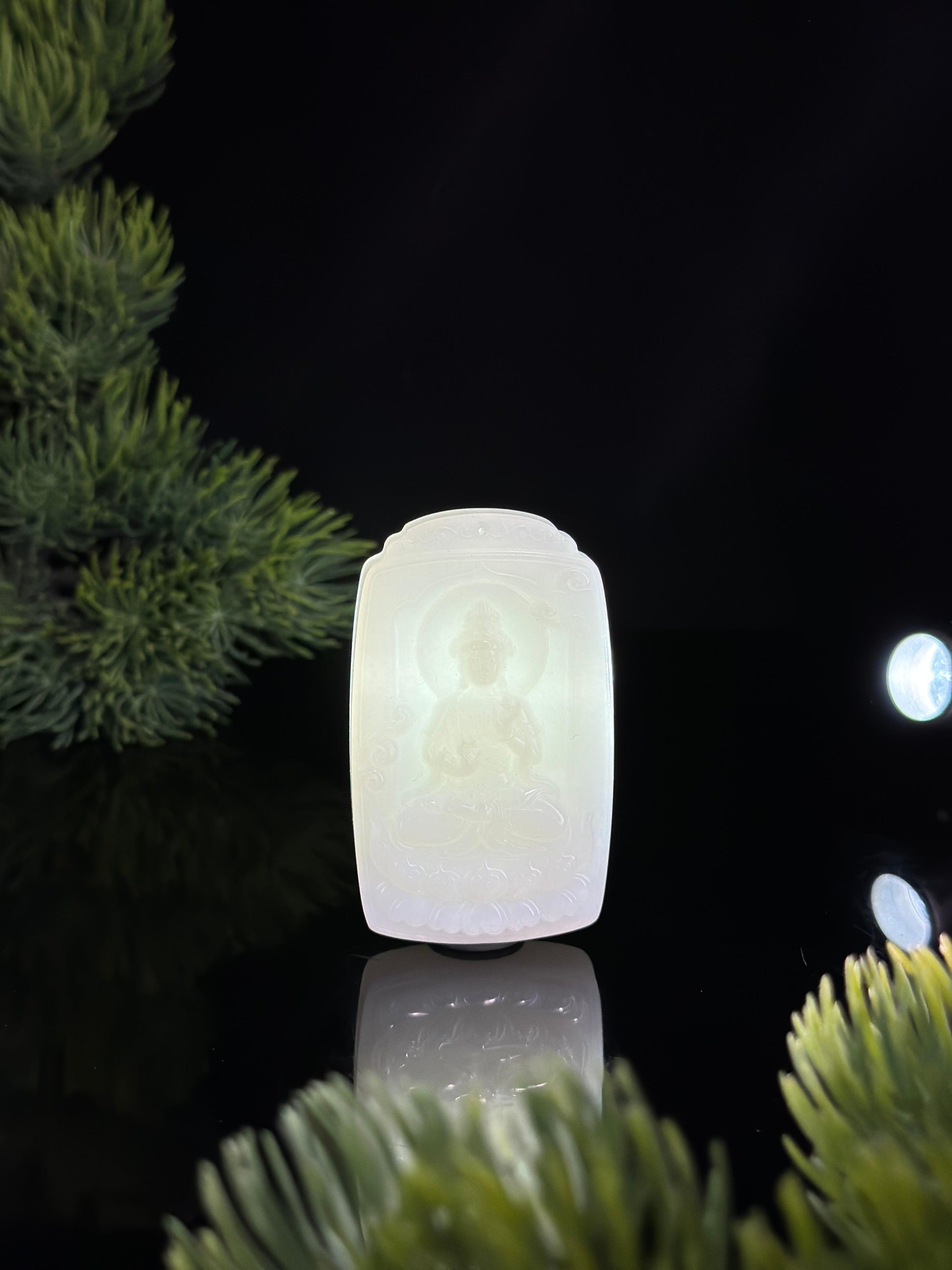 和田玉白玉坐莲观音挂件（yc484471）