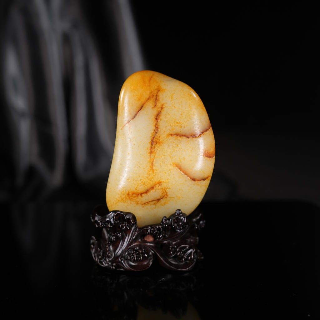 新疆和田玉“金缕依山”白玉通体洒金皮籽料（yc450681）