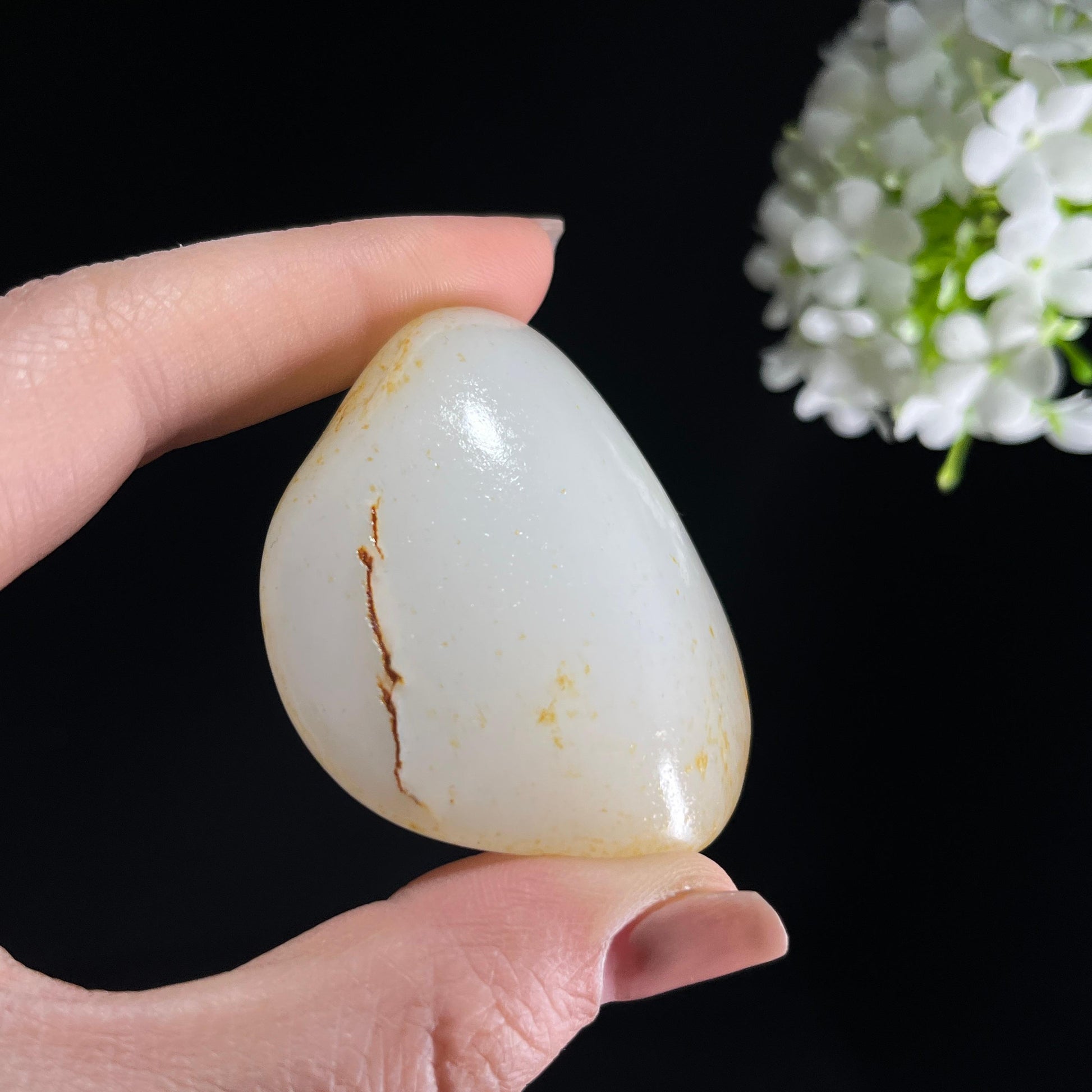 新疆天然和田玉洒金皮羊脂白籽料原籽（yc380827）