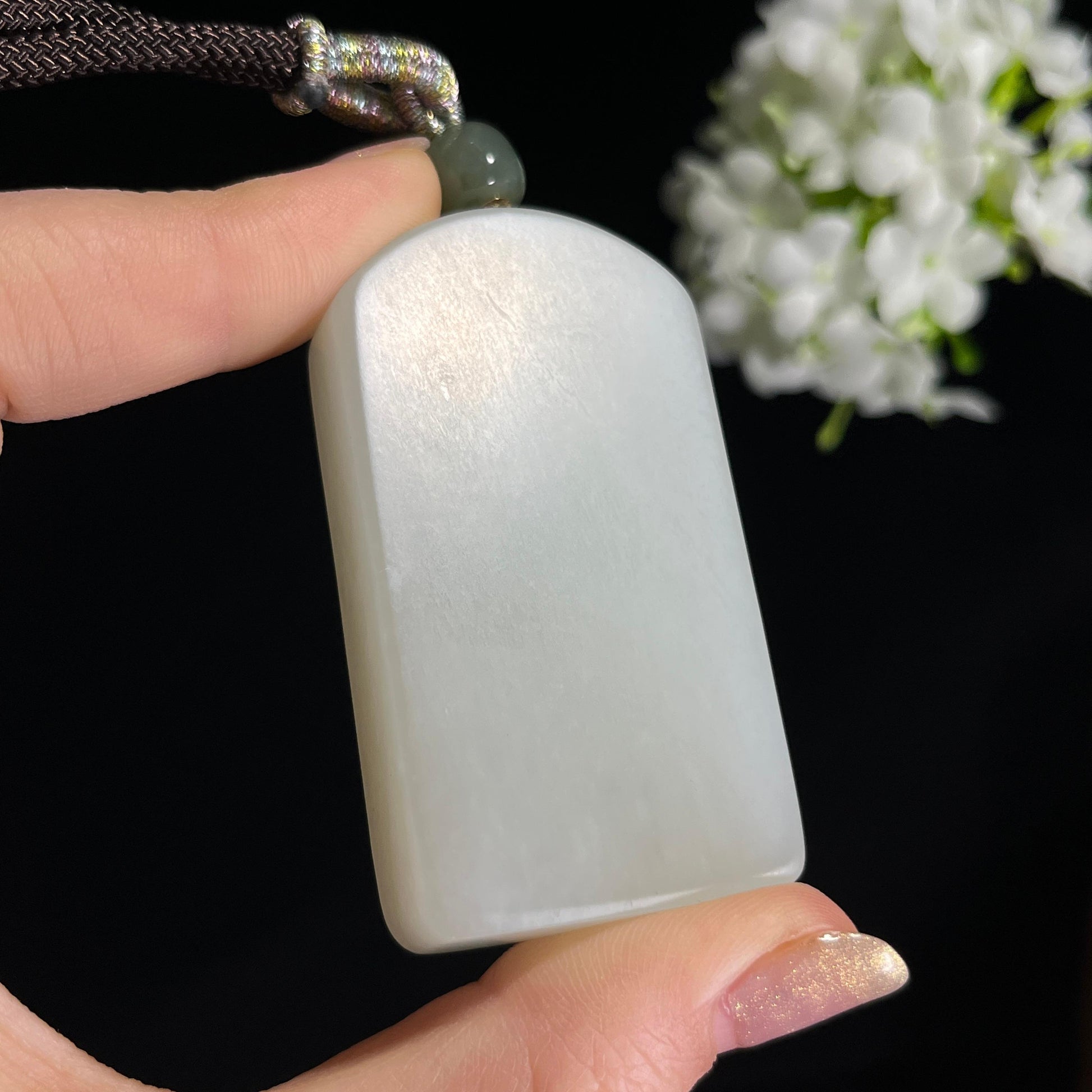 和田玉新疆料“清润闲庭”白玉无事牌（yc300441）