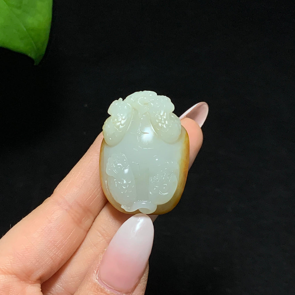 收藏级和田聚红皮籽料龙龟手把件（yc350628）