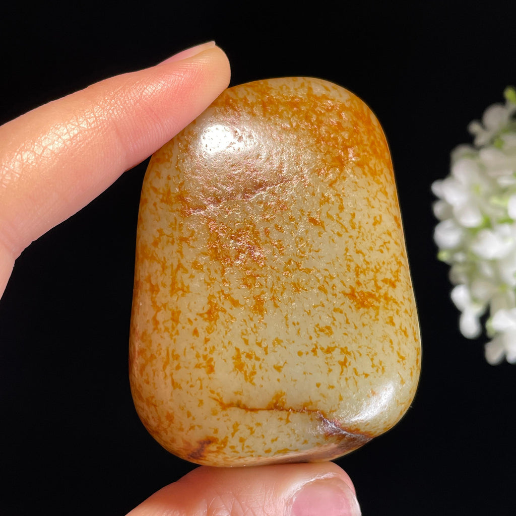 新疆和田玉“碎金凝霜”白玉洒金皮籽料（yc443185）