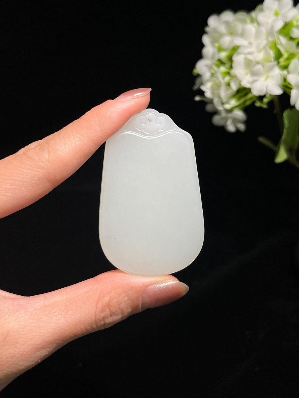 和田玉白玉籽料带皮平安无事牌（yc250455）