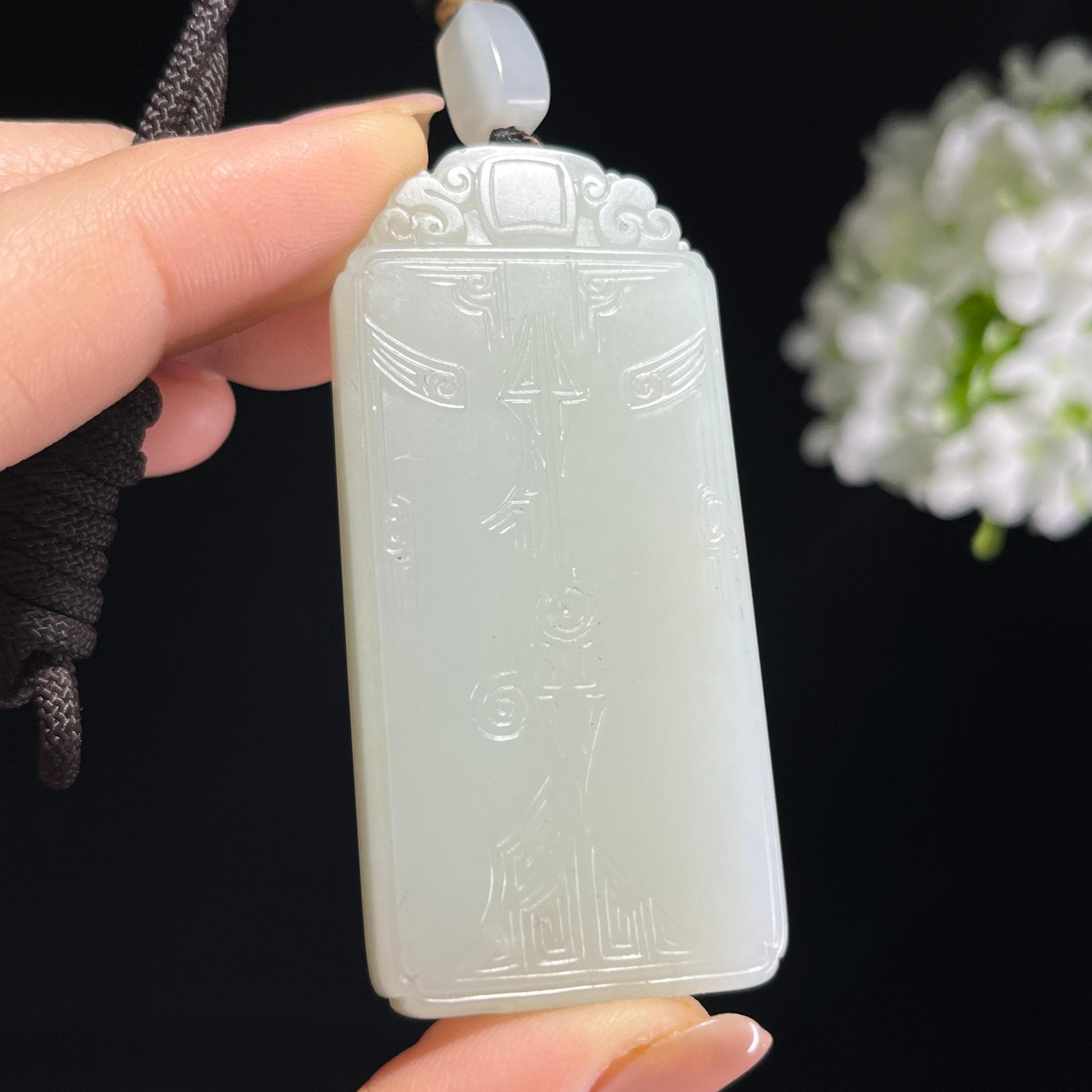 和田玉白玉洒金皮籽料无事牌（yc372698）