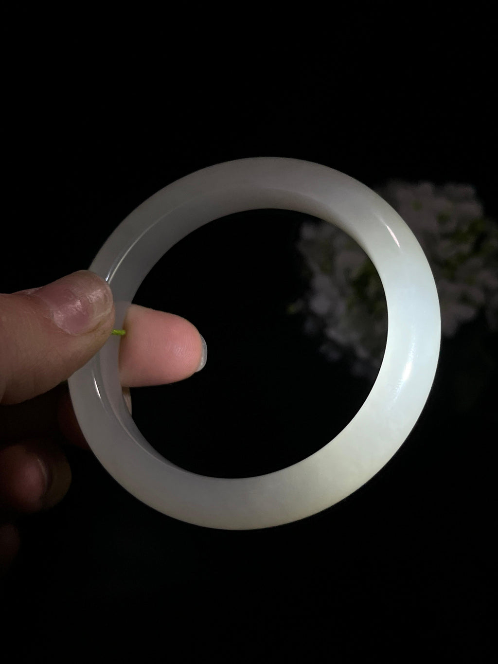 和田玉白玉手镯（卡53）（yc254774）