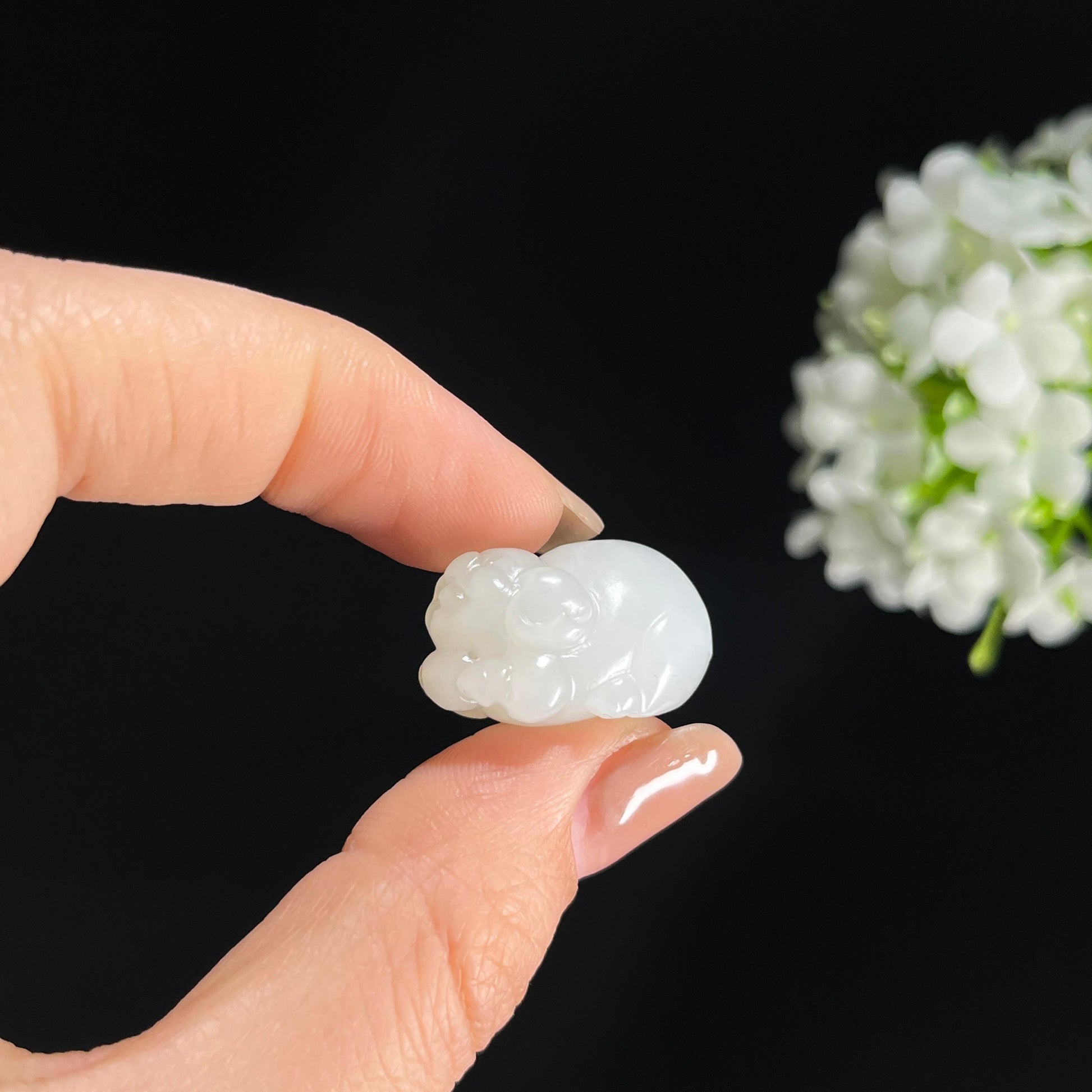 s，和田玉白玉福猪雕刻挂件（yc379928）