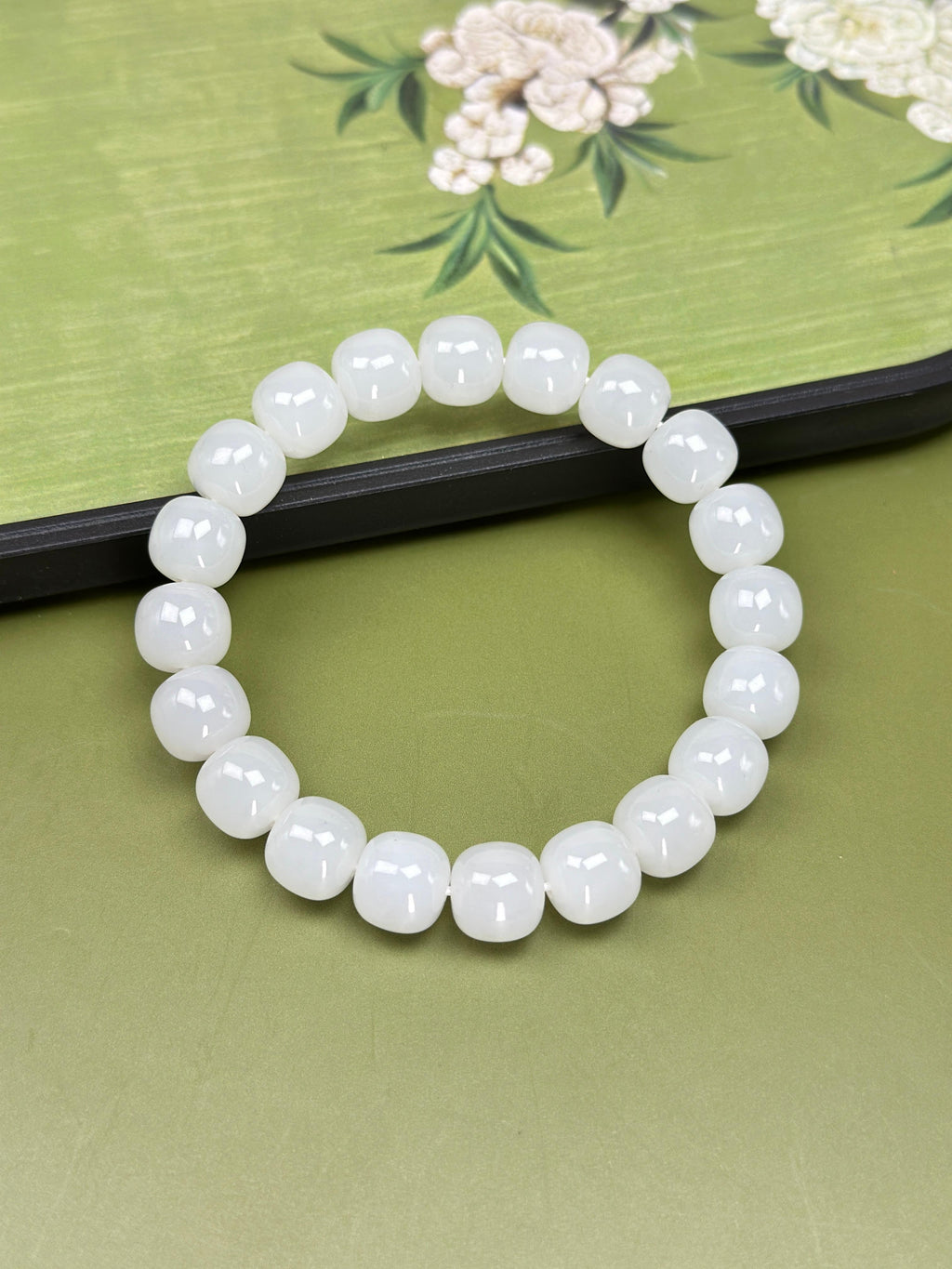 新疆和田玉珍品白玉洒金皮老型珠手串（20颗）（yc755893）