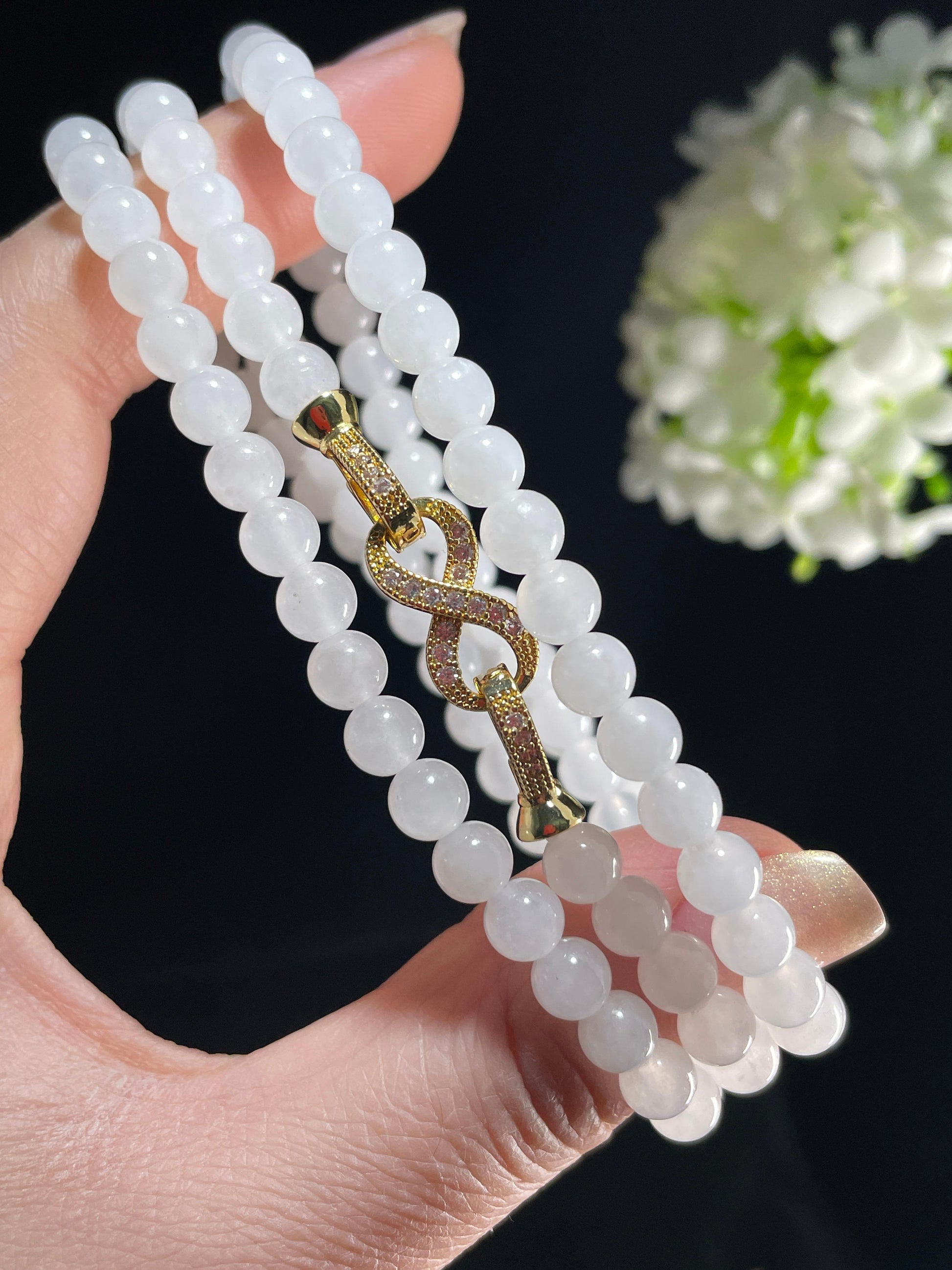 新疆天然和田玉白玉圆珠项链（yc357670）