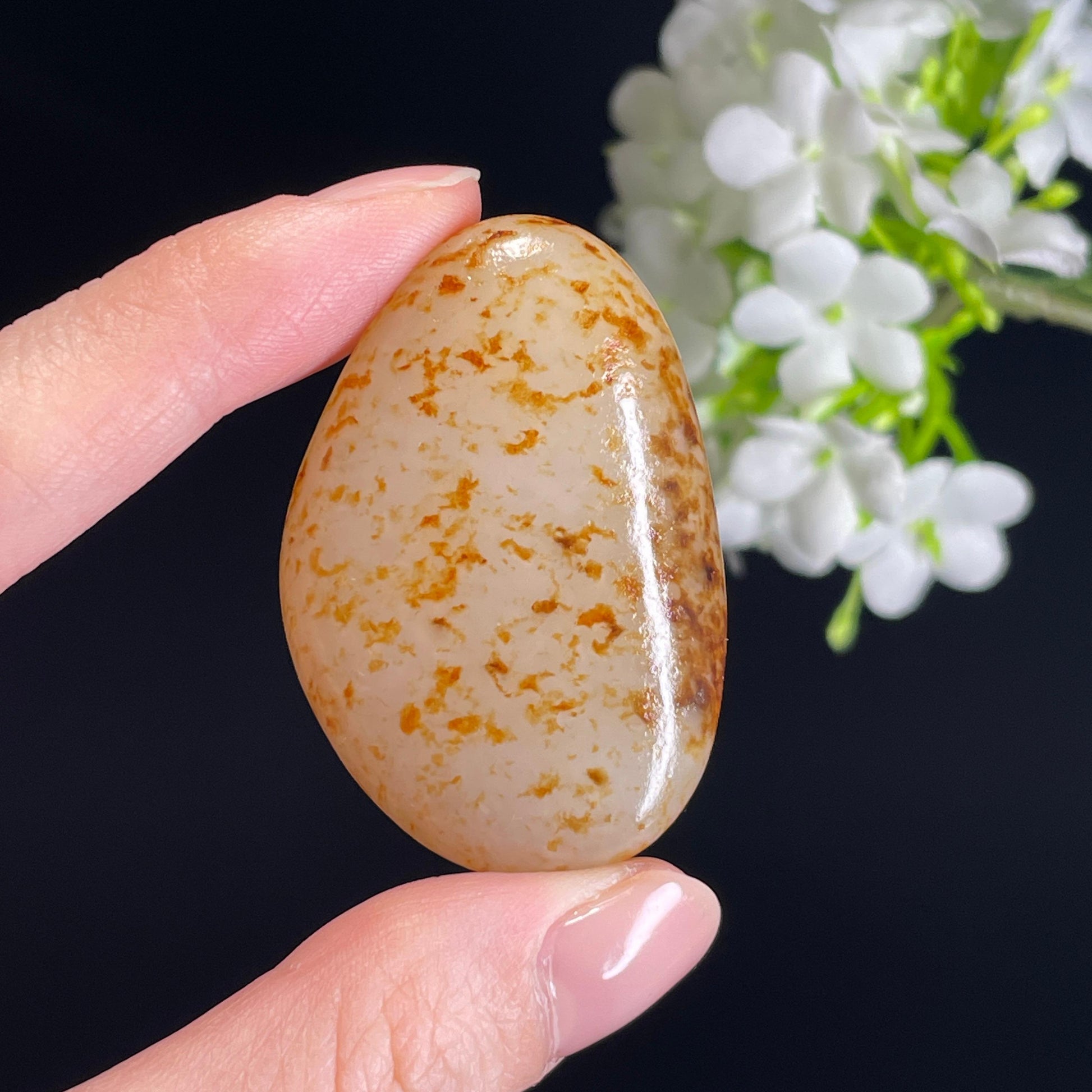 和田玉高青白“星河碎玉”洒金洒红皮籽料（yc327211）