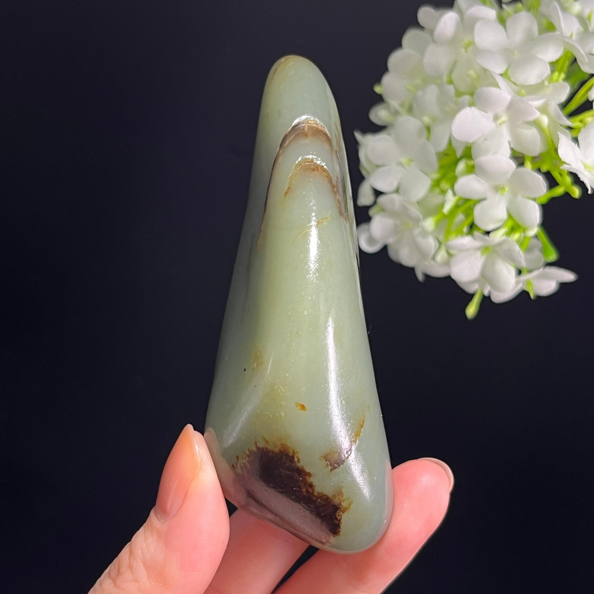 和田玉青玉“墨染青岚”聚黑皮籽料（yc343176）