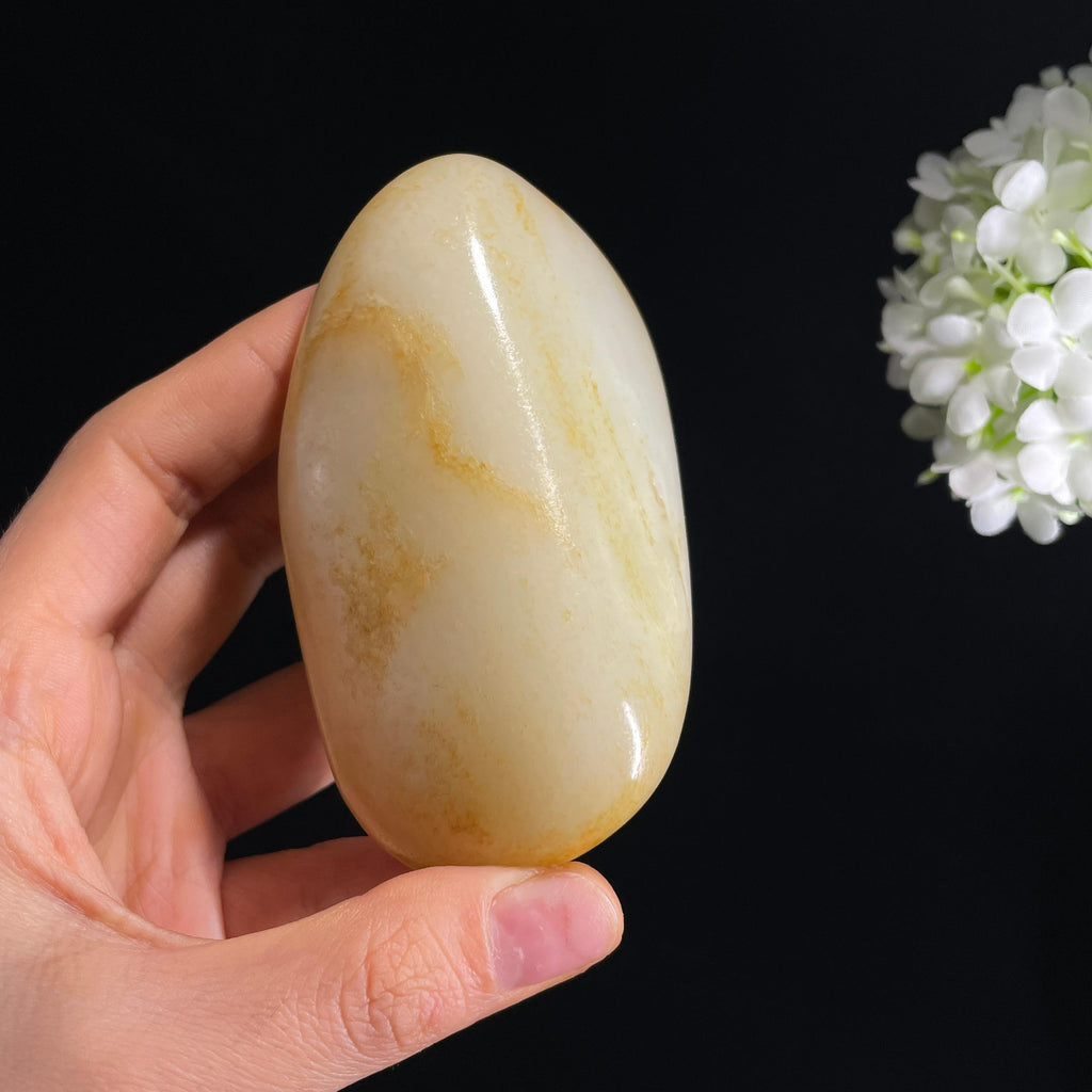 和田玉暖白种“玉液流金”通体洒金皮籽料（yc332388）