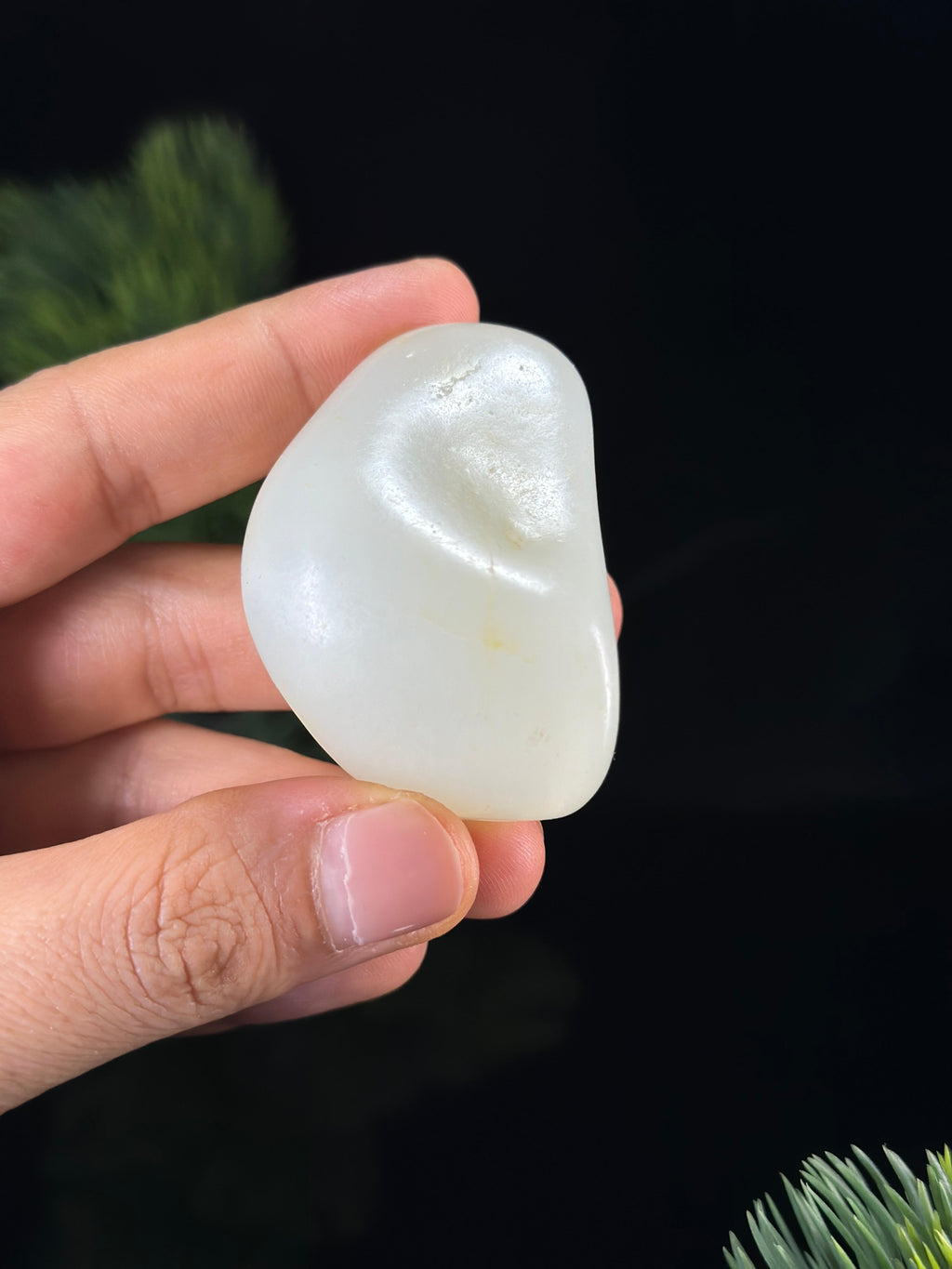 新疆和田玉白玉淡洒金皮精品挂件籽（yc472137）