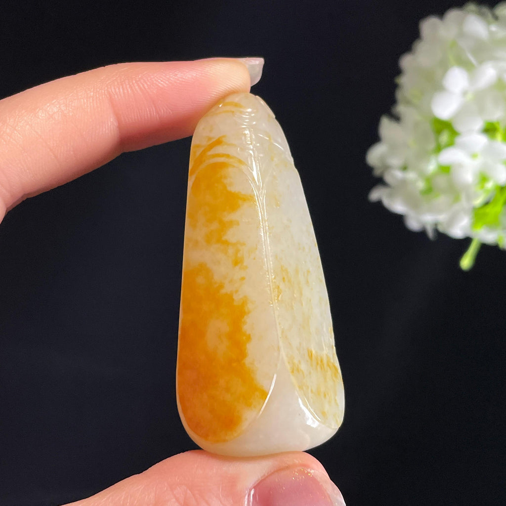 和田玉白玉金蝉一鸣惊人随形雕挂件（yc413410）