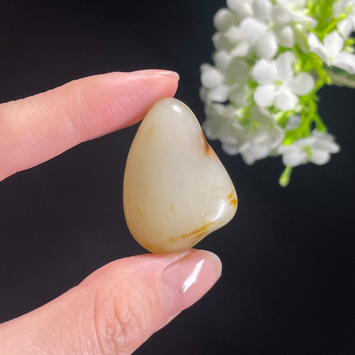 和田玉青白玉洒金聚红皮“云霞凝霜”籽料原石（yc311964）